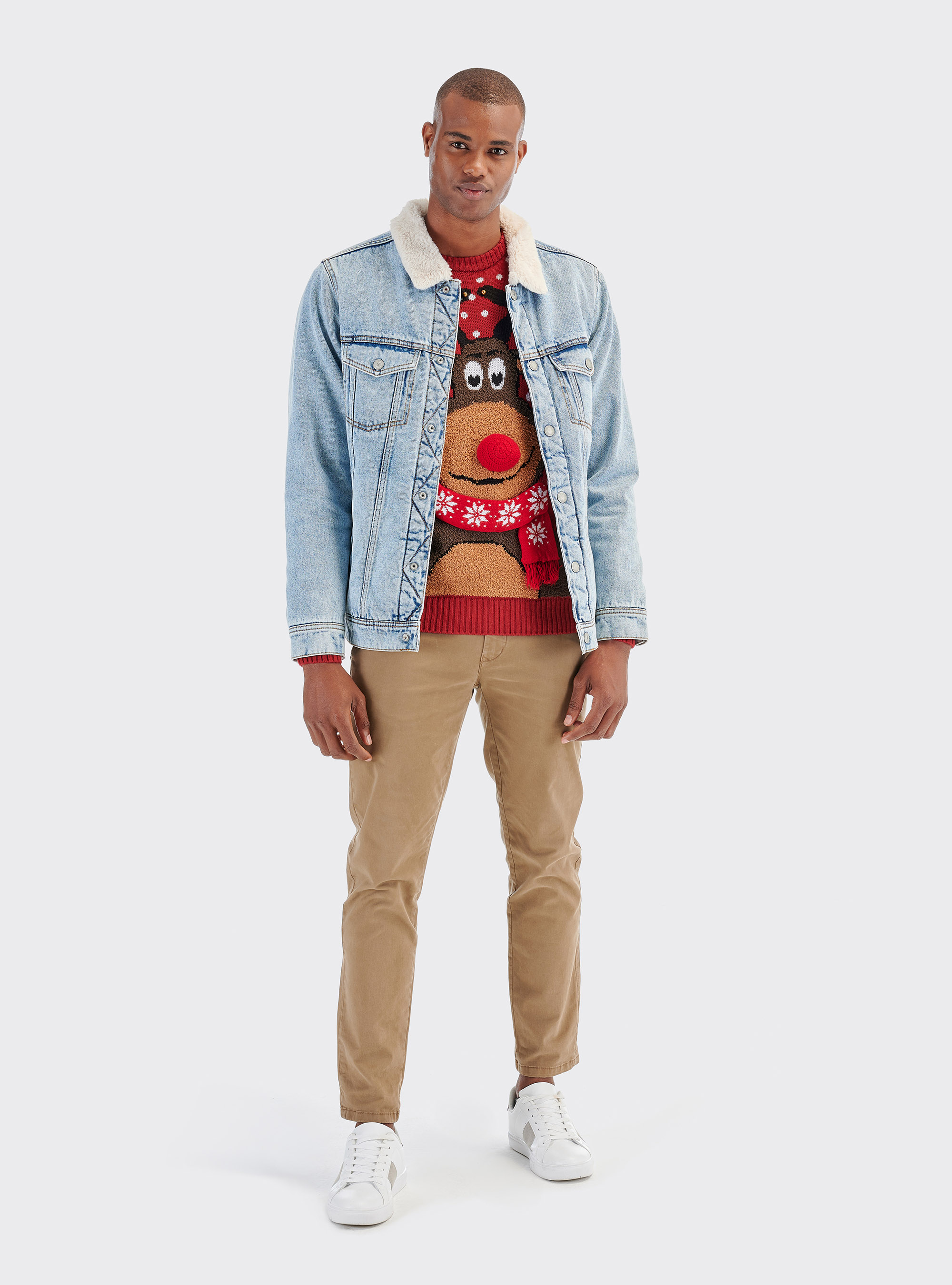 Christmas pullover with reindeer, RED