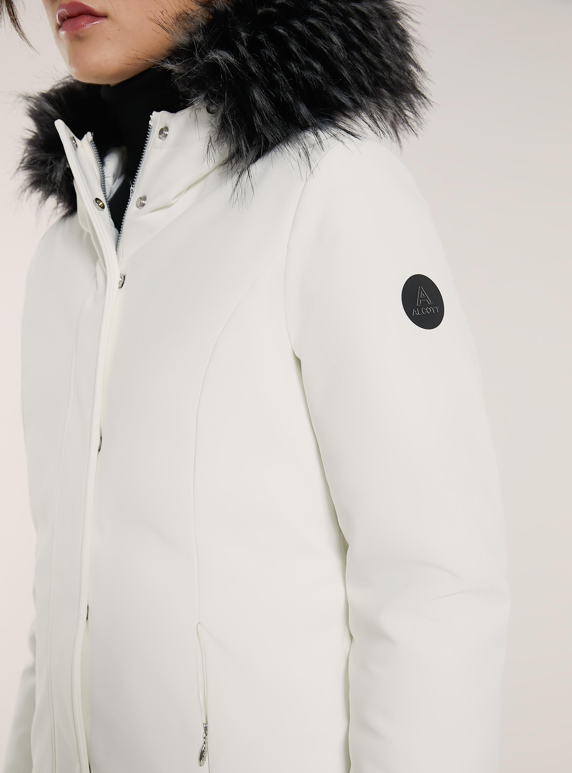 Giubbotto tecnico con cappuccio con pelliccia, WH2 WHITE