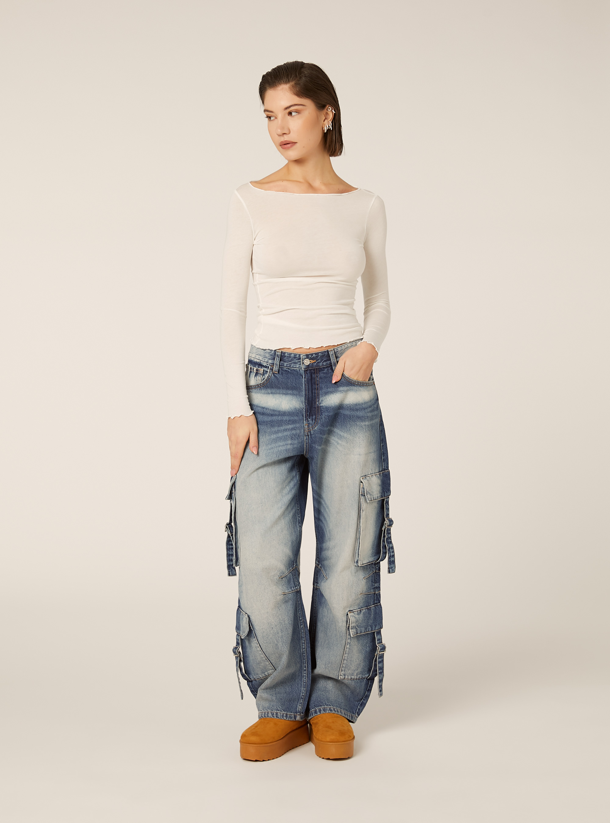 Camiseta de manga larga en mezcla de lana, WH1 OFF WHITE