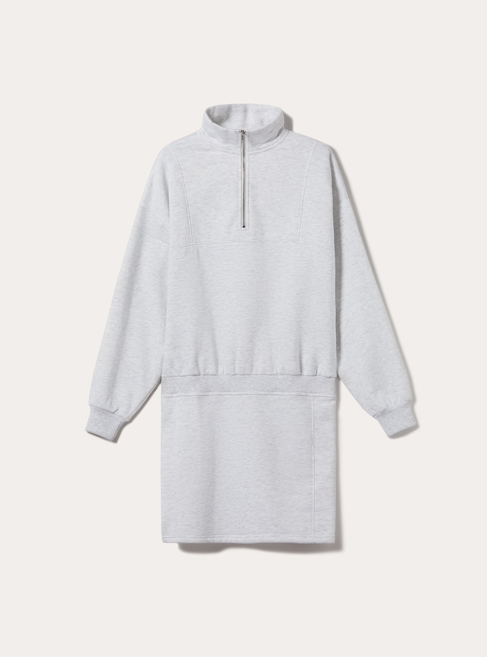 Vestido de forro polar con cuello de media cremallera, MGY3 GREY MEL LIGHT