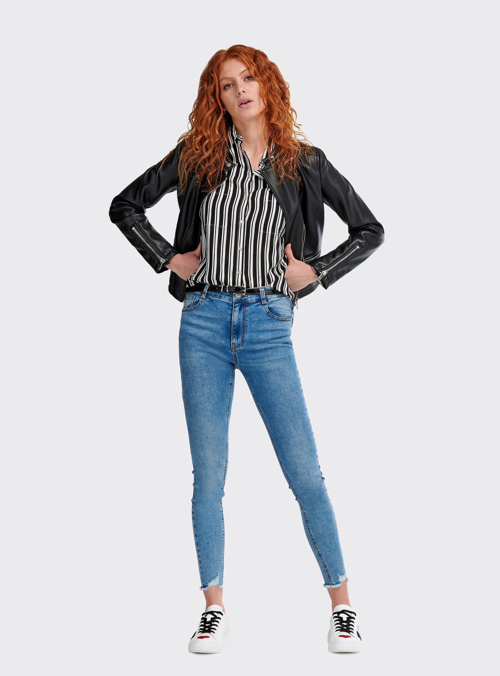 Camicia a righe fit morbido, MULTICOLORE