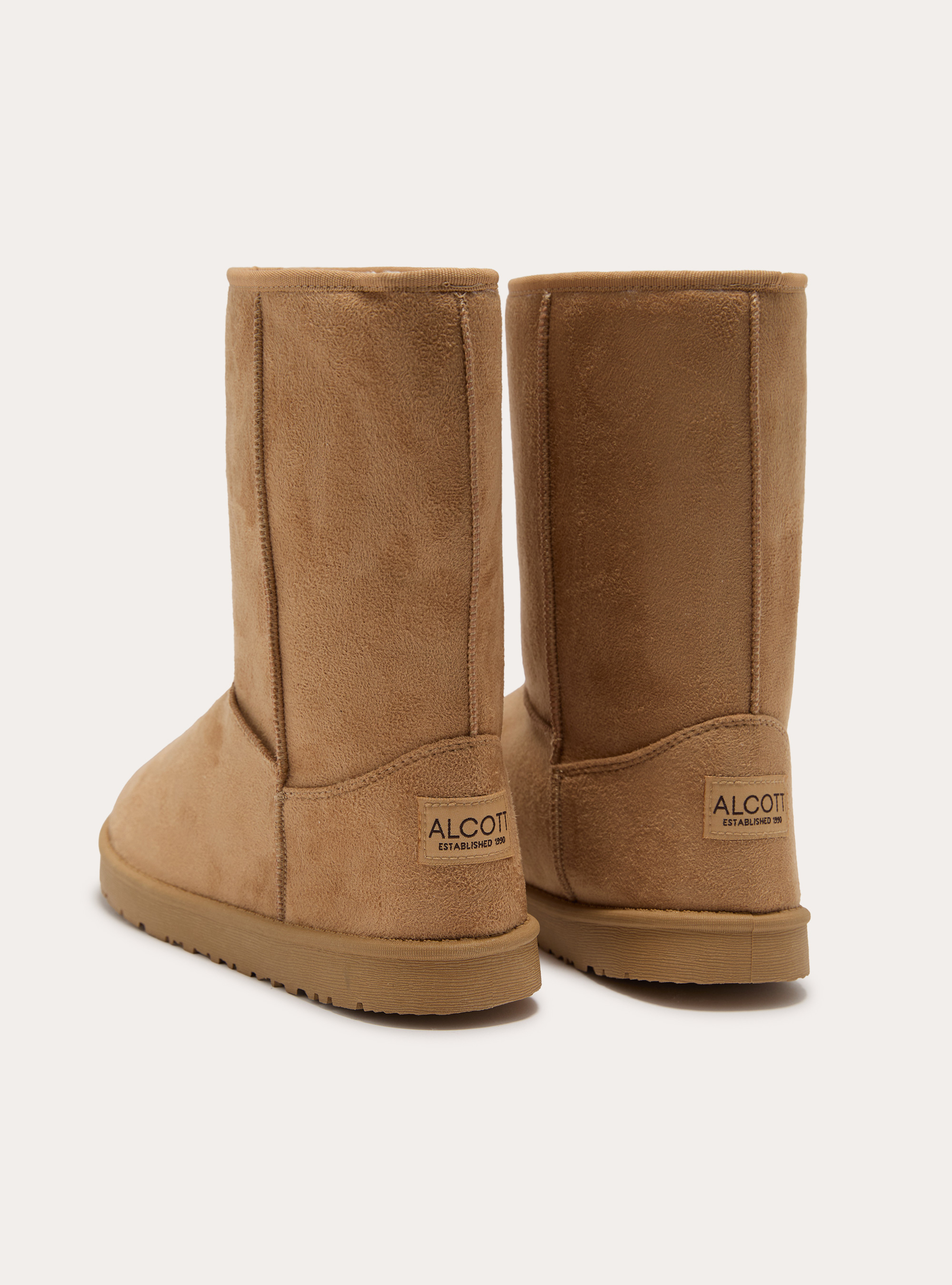 Stivaletti scamosciati con eco pelliccia interna, BG3 BEIGE LIGHT