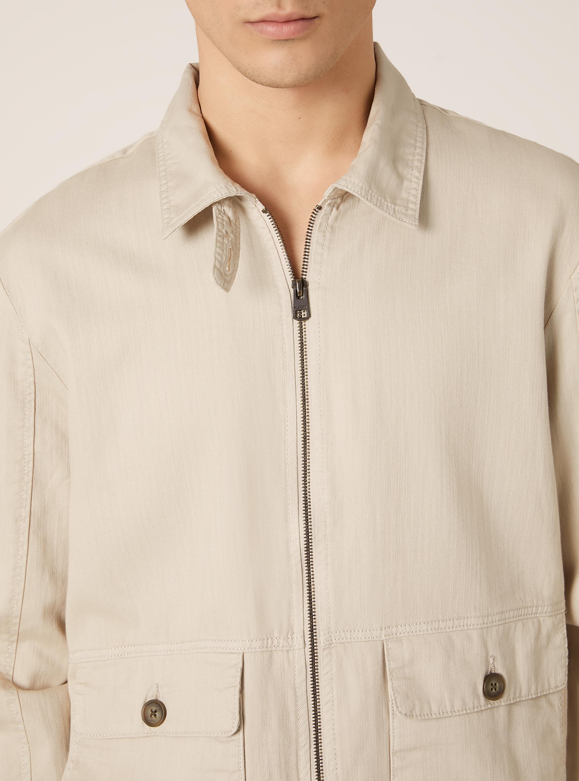 Linen blend bomber jacket with large pockets, SA3 SAND LIGHT