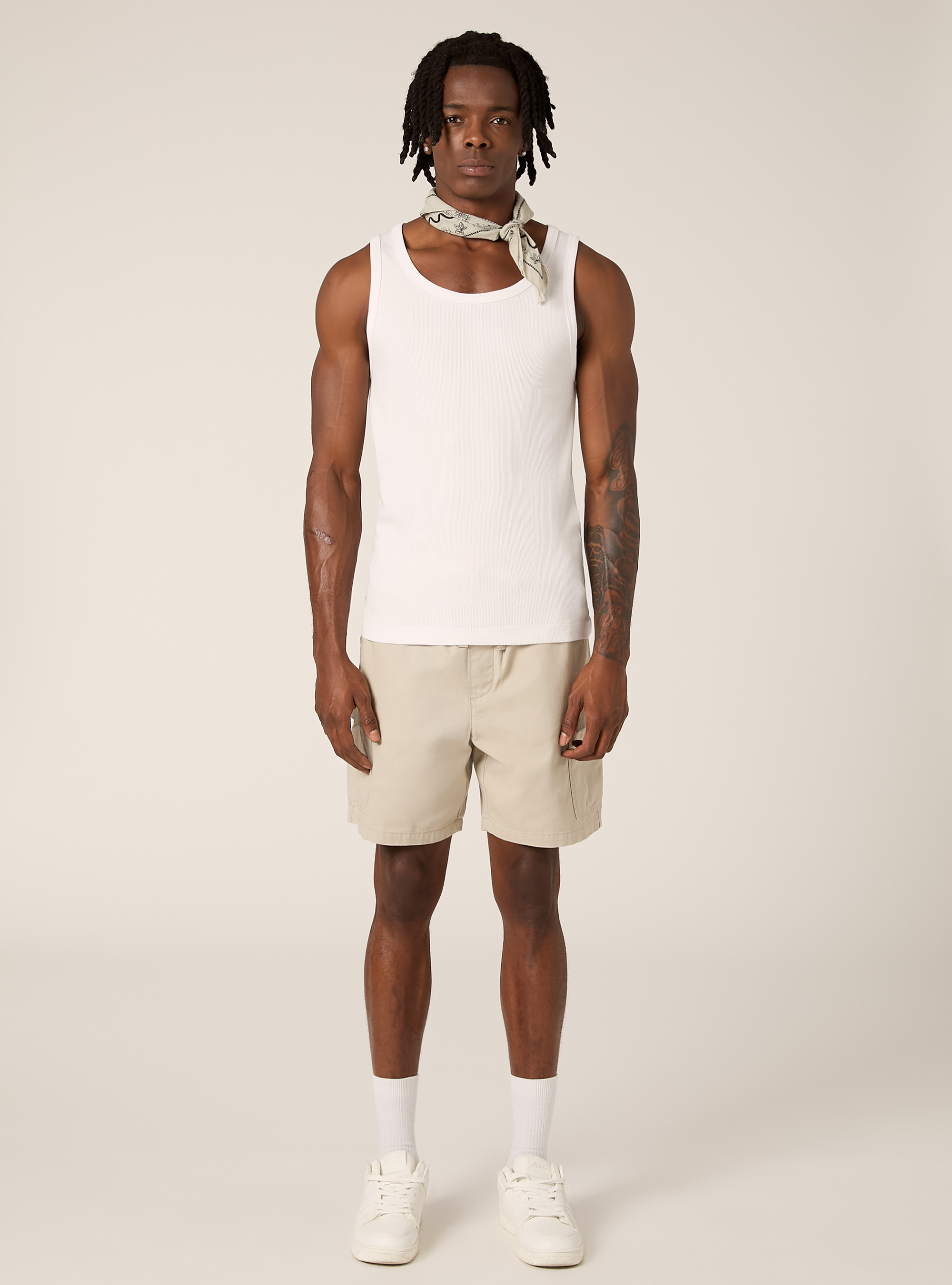 Ribbed cotton tank top, WH3 WHITE