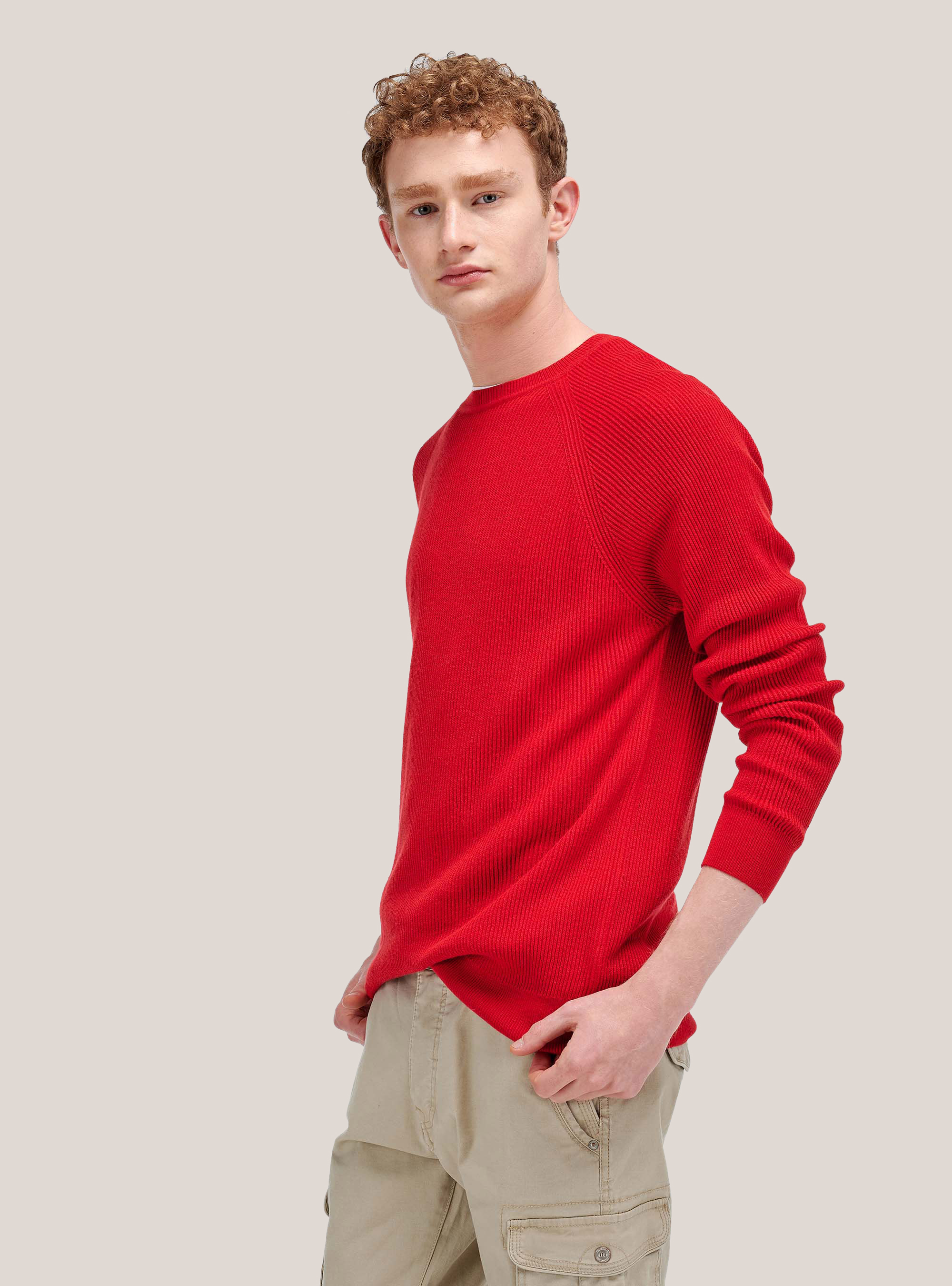 Ribbed pullover, RED