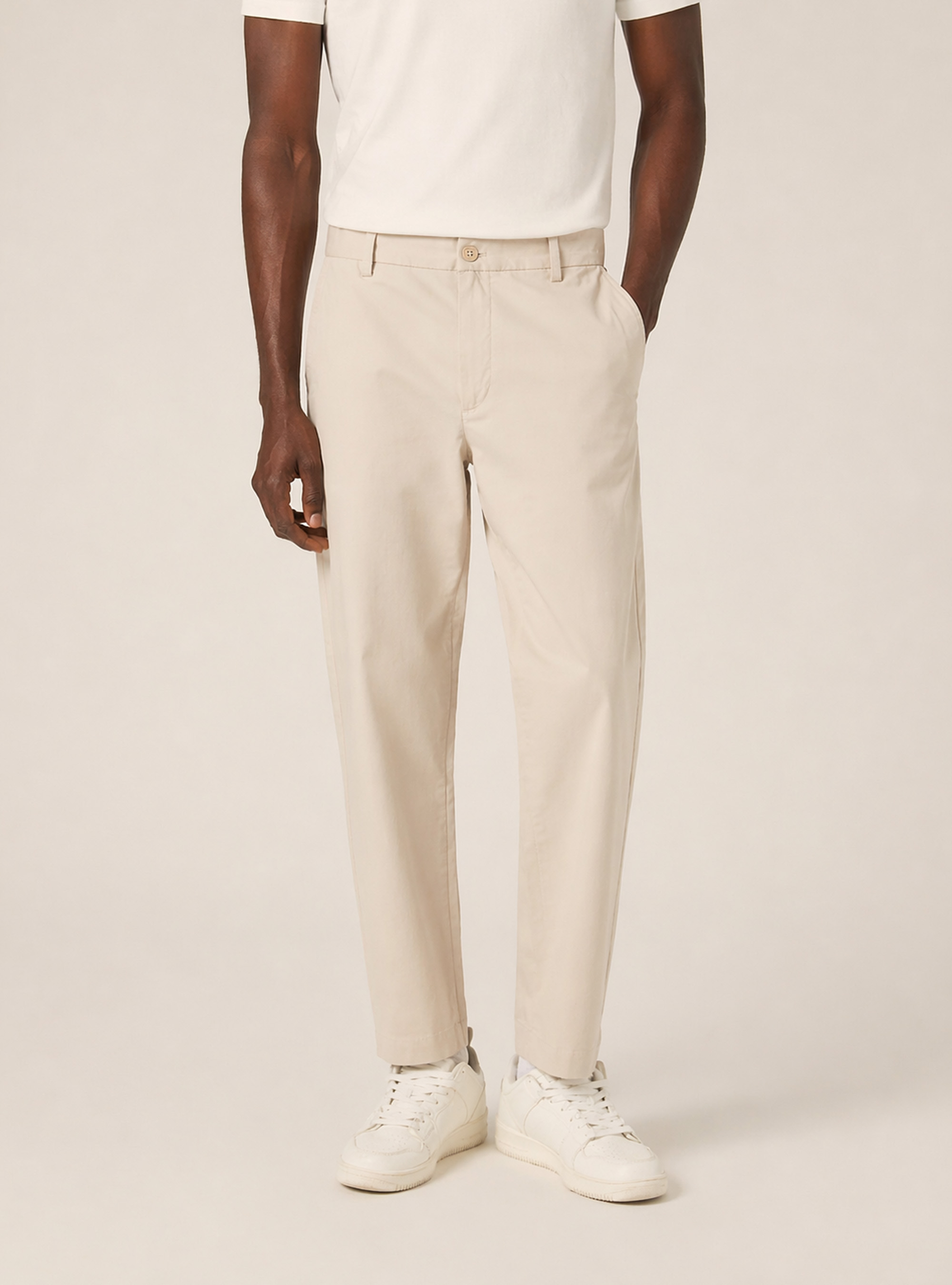 Pantalon chino slim fit en twill stretch, BG3 BEIGE LIGHT