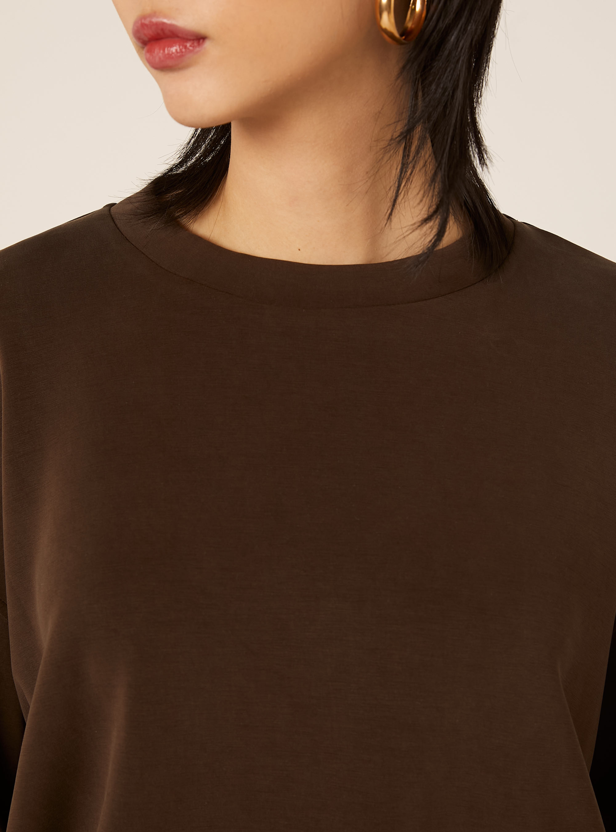 Soft touch sweatshirt, BR1 BROWN DARK