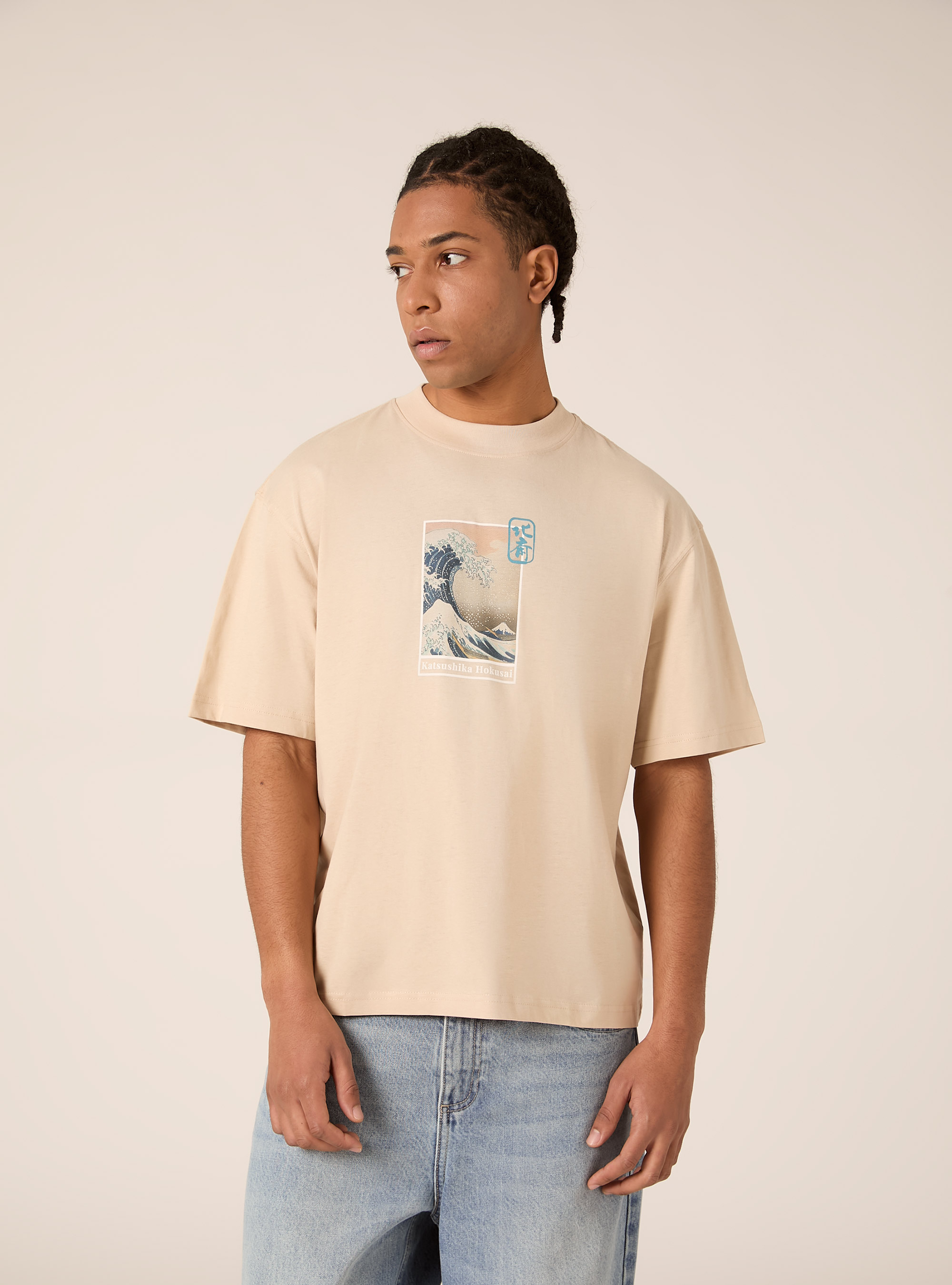 Katsushika Hokusai boxy fit T-shirt / Alcott, BG3 BEIGE LIGHT