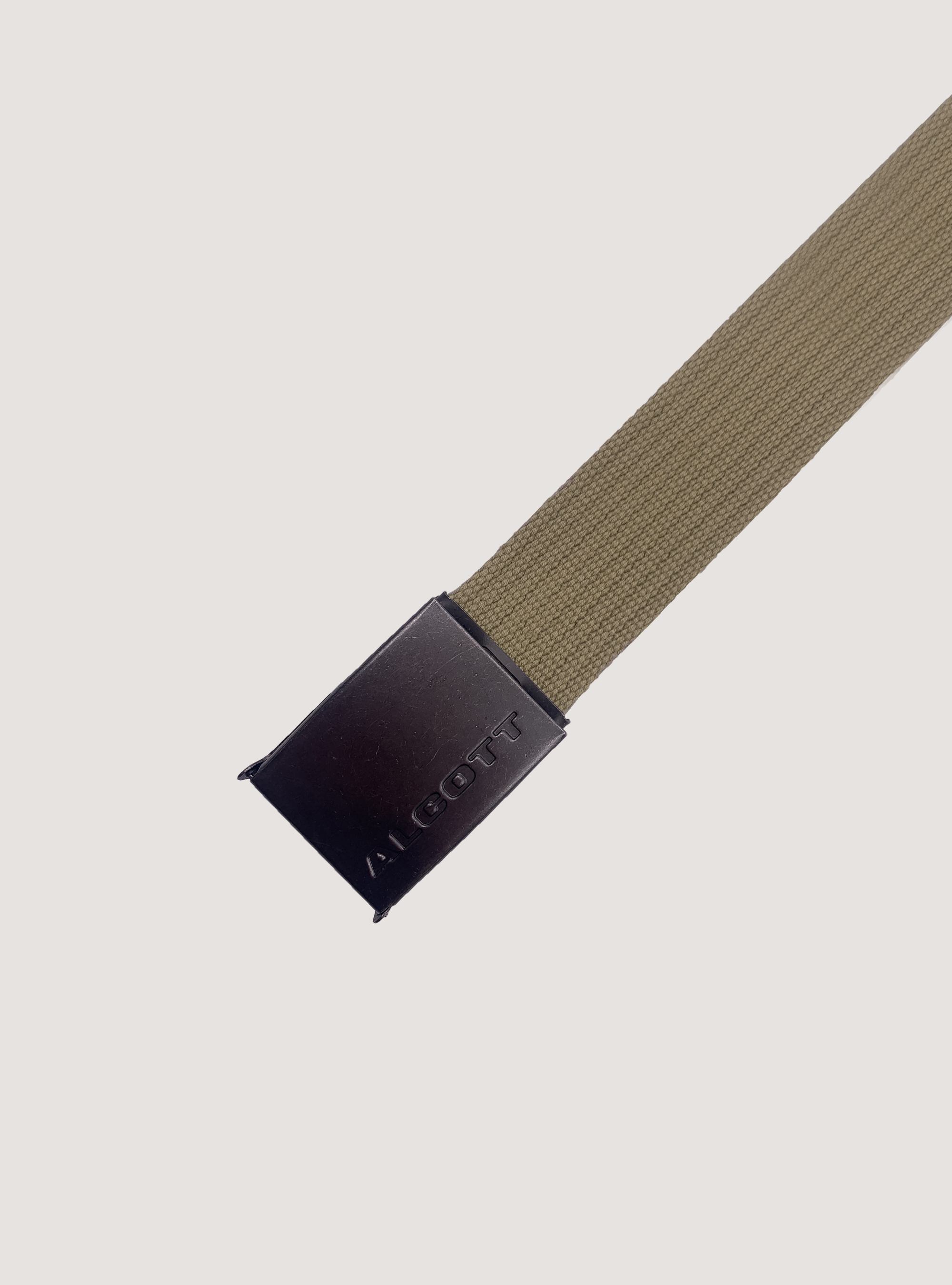 Woven belt with snap closure, BEIGE