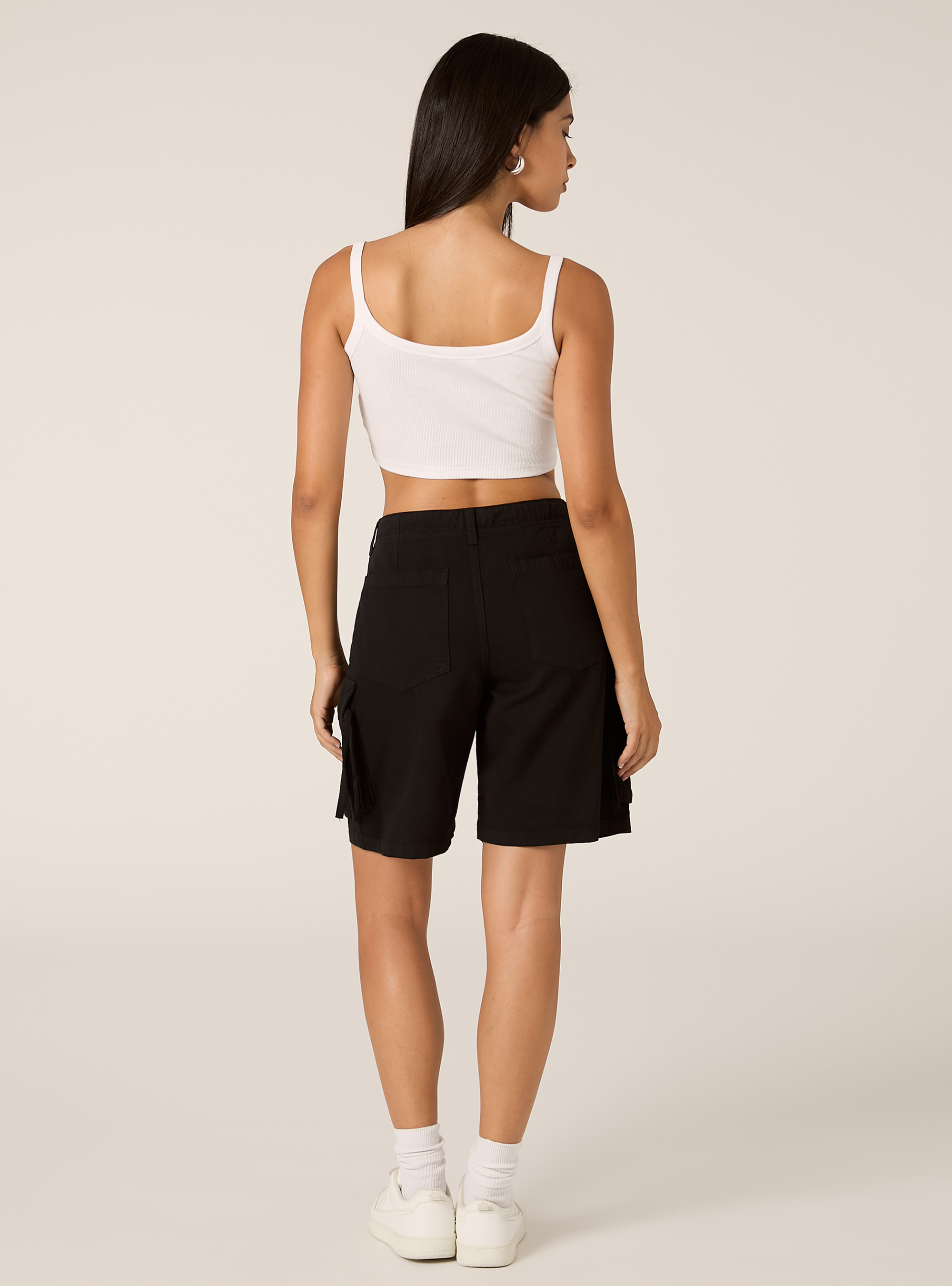 Twill cargo bermuda shorts, BK1 BLACK