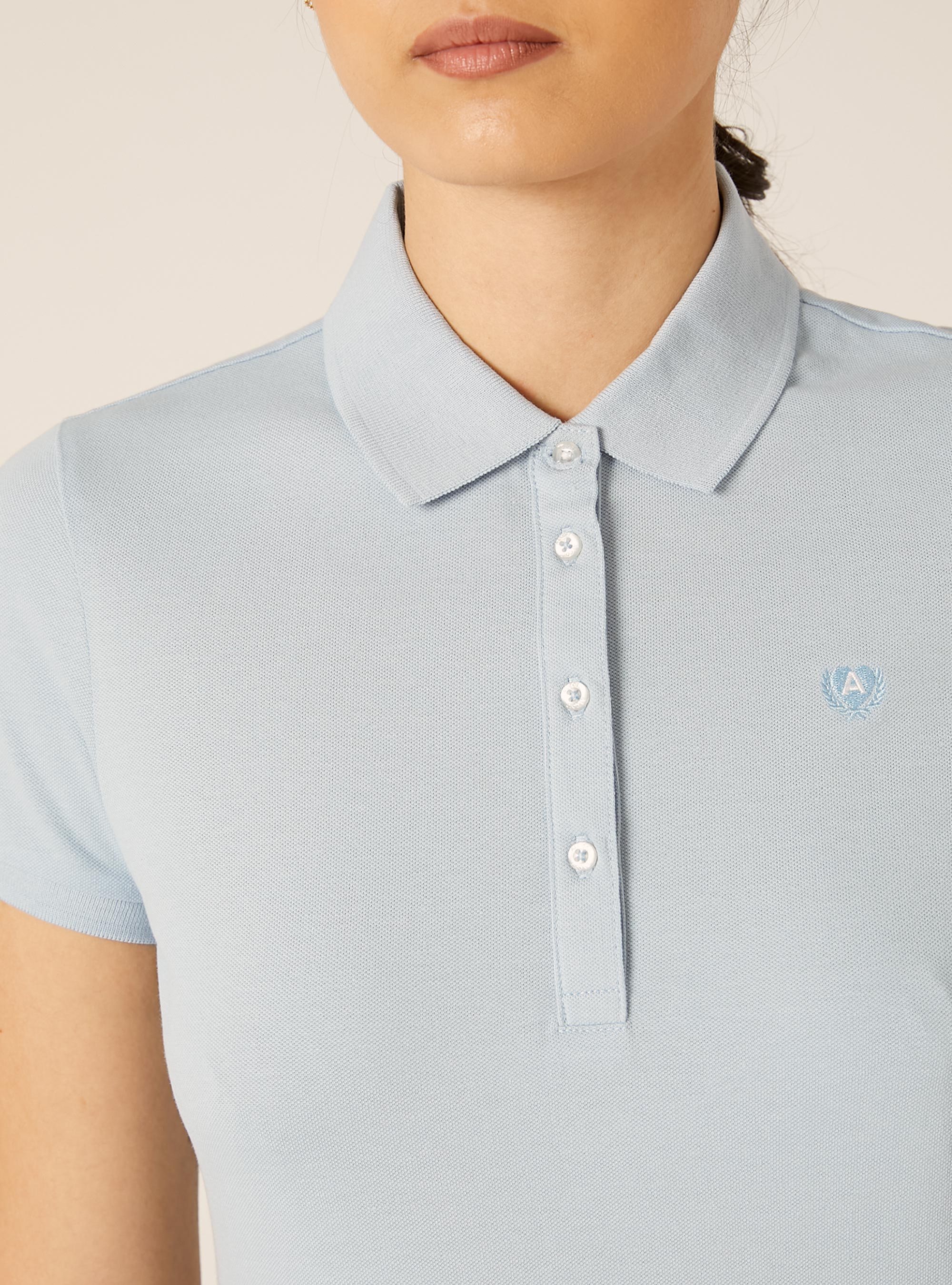 Polo Slim Fit avec Logo Brod&eacute;, AZ3 AZURE LIGHT