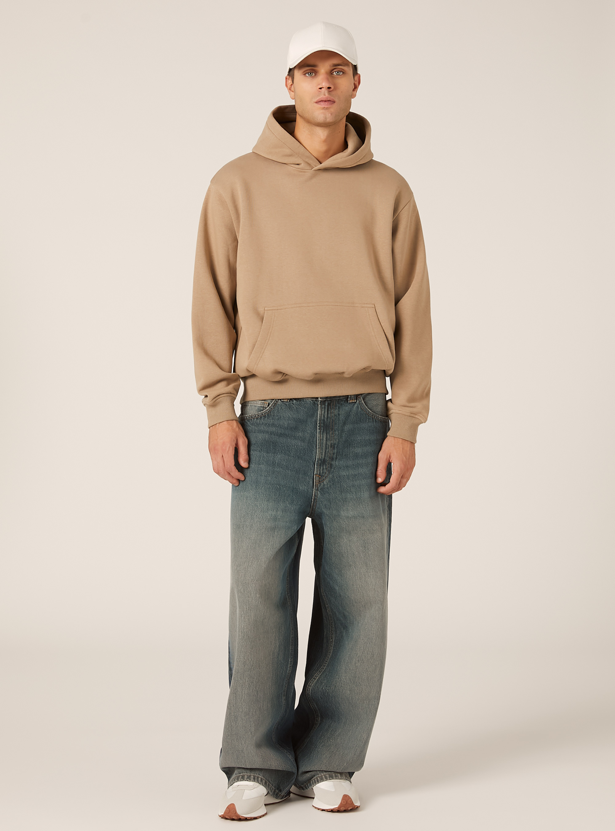 Boxy fit hoodie, BG1 BEIGE DARK