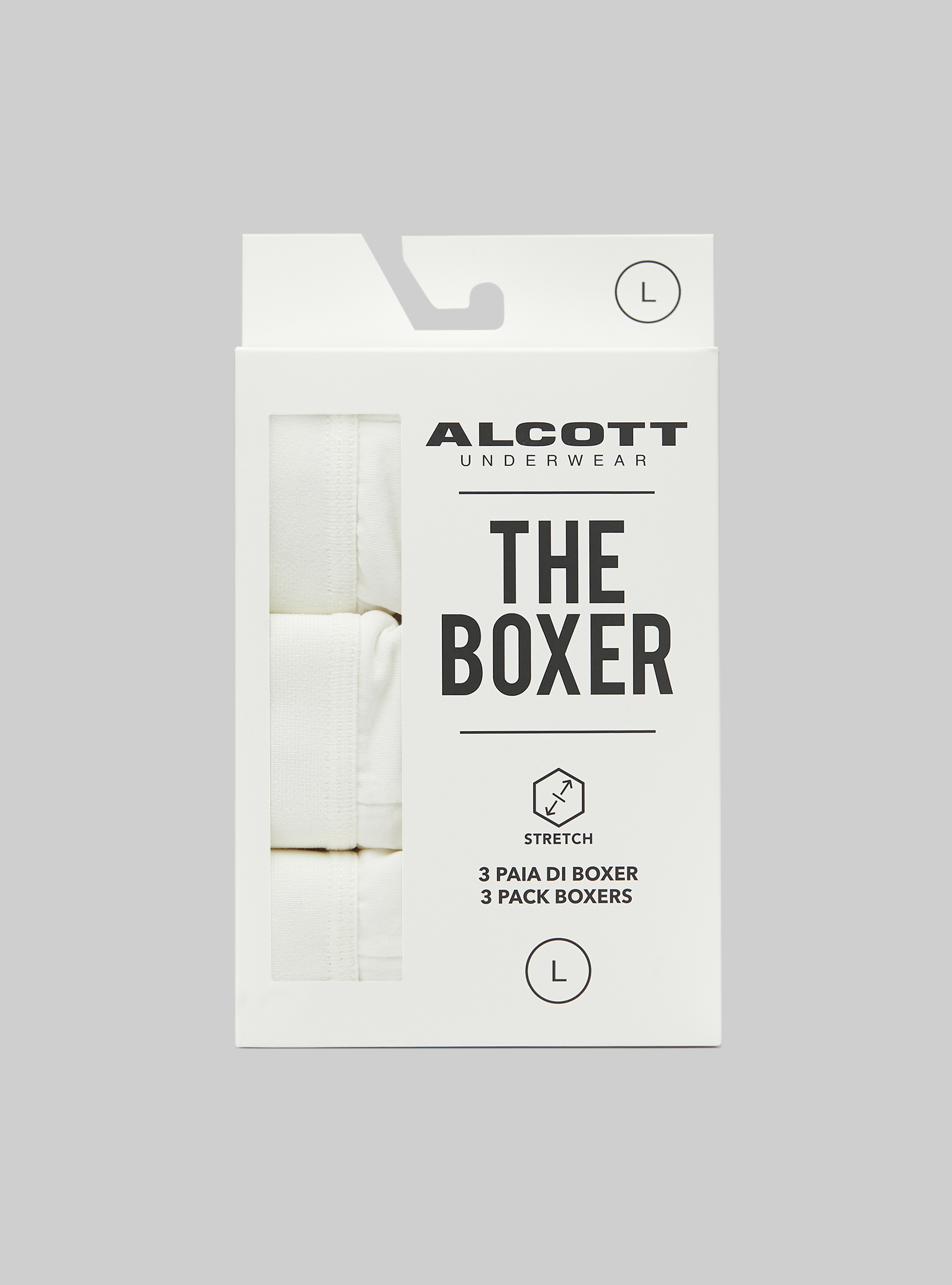 Set of 3 stretch cotton boxer shorts, WH2 WHITE