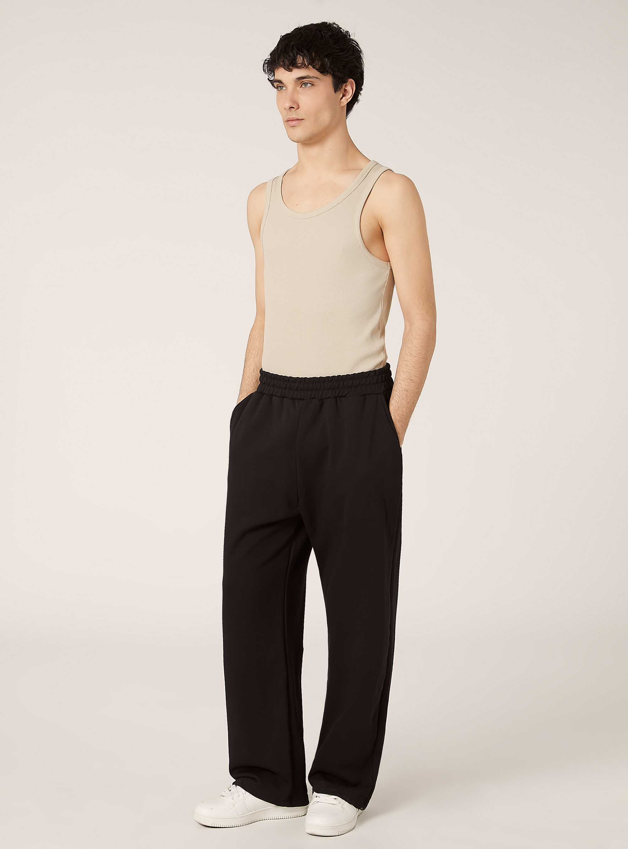 Pantalon ample en peluche, BK1 BLACK