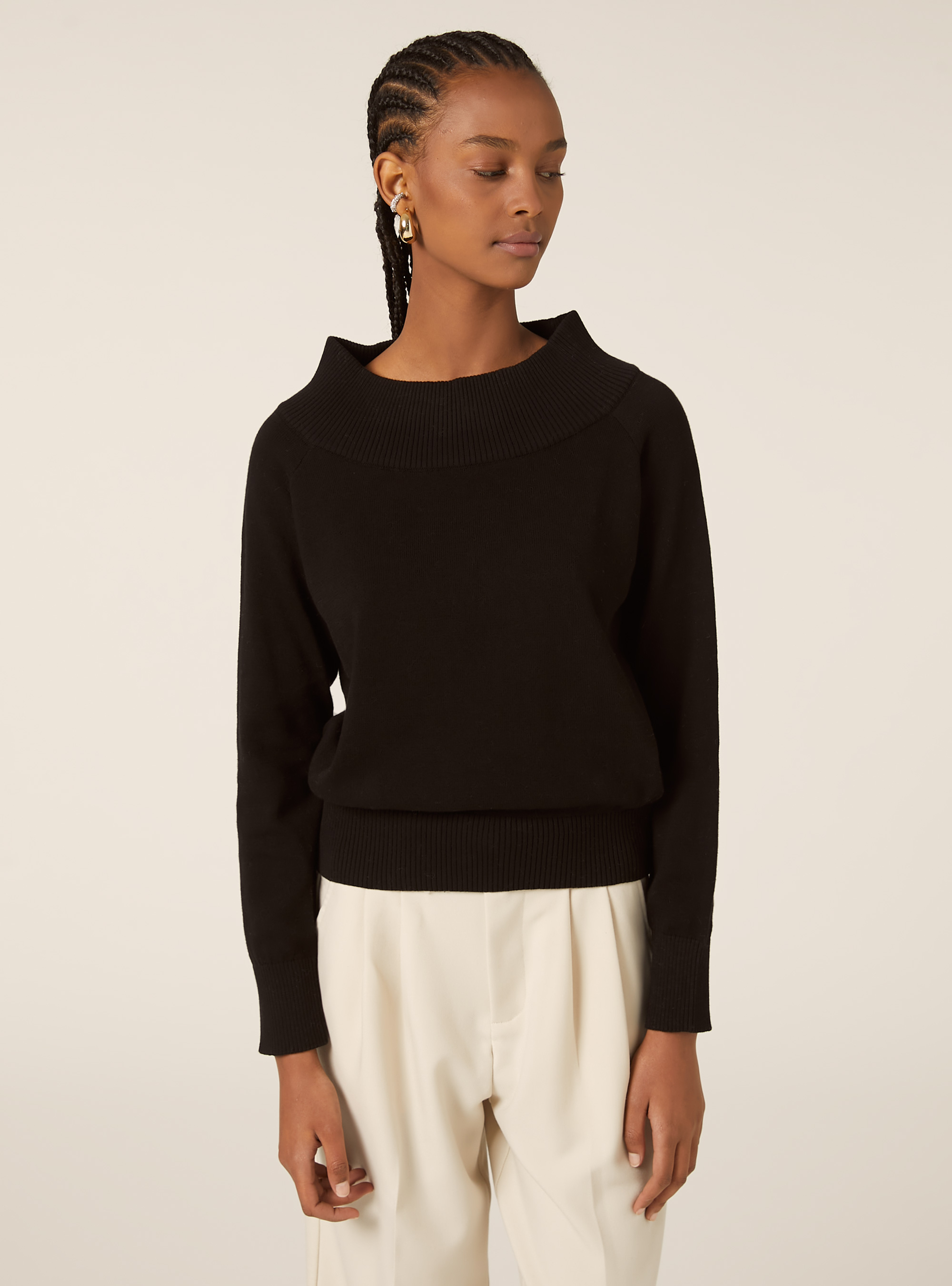Pull à col en cotes, BK1 BLACK