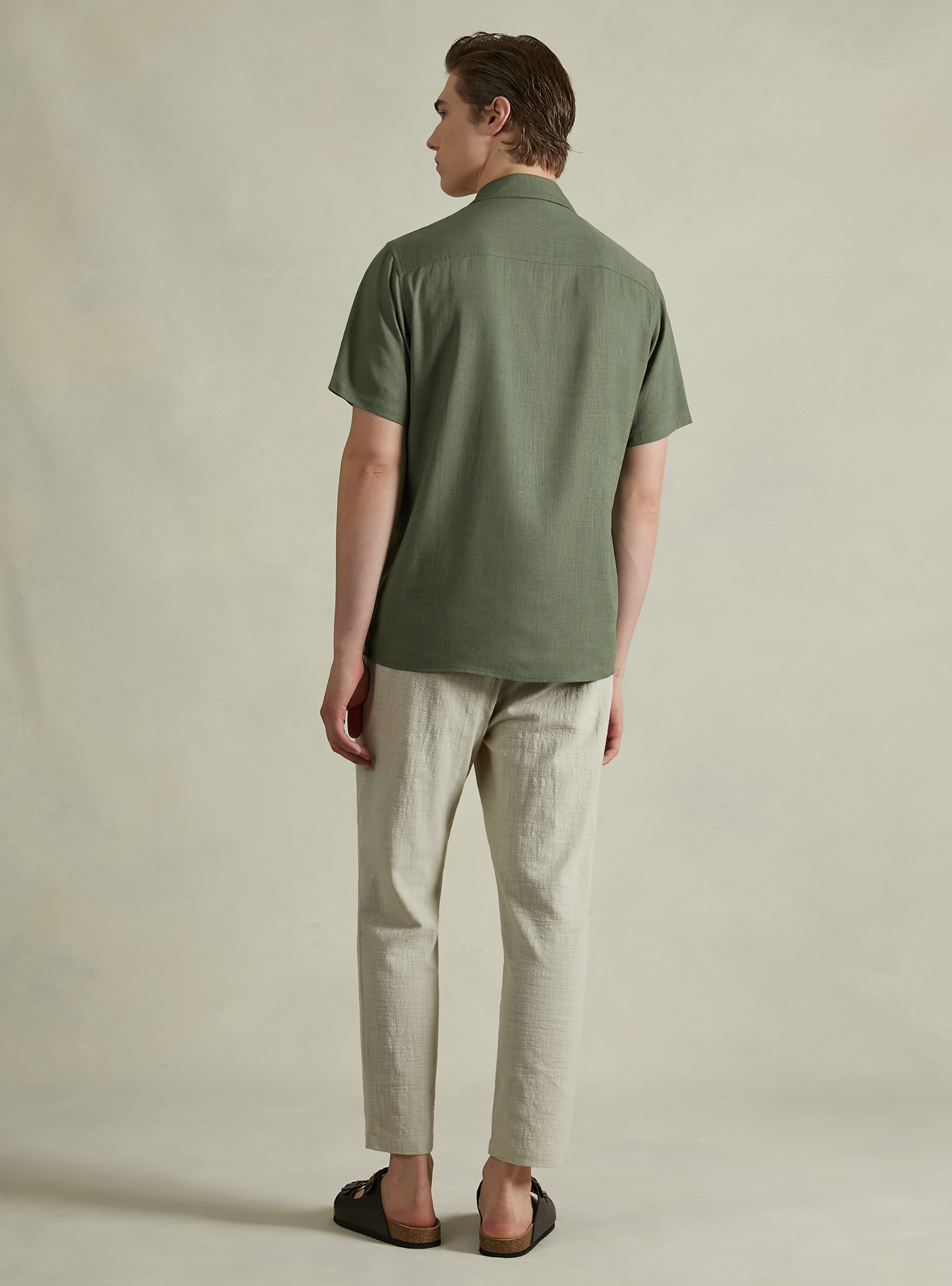 Chemise en lin m&eacute;lang&eacute; avec col bowling, KY2 KAKY MEDIUM