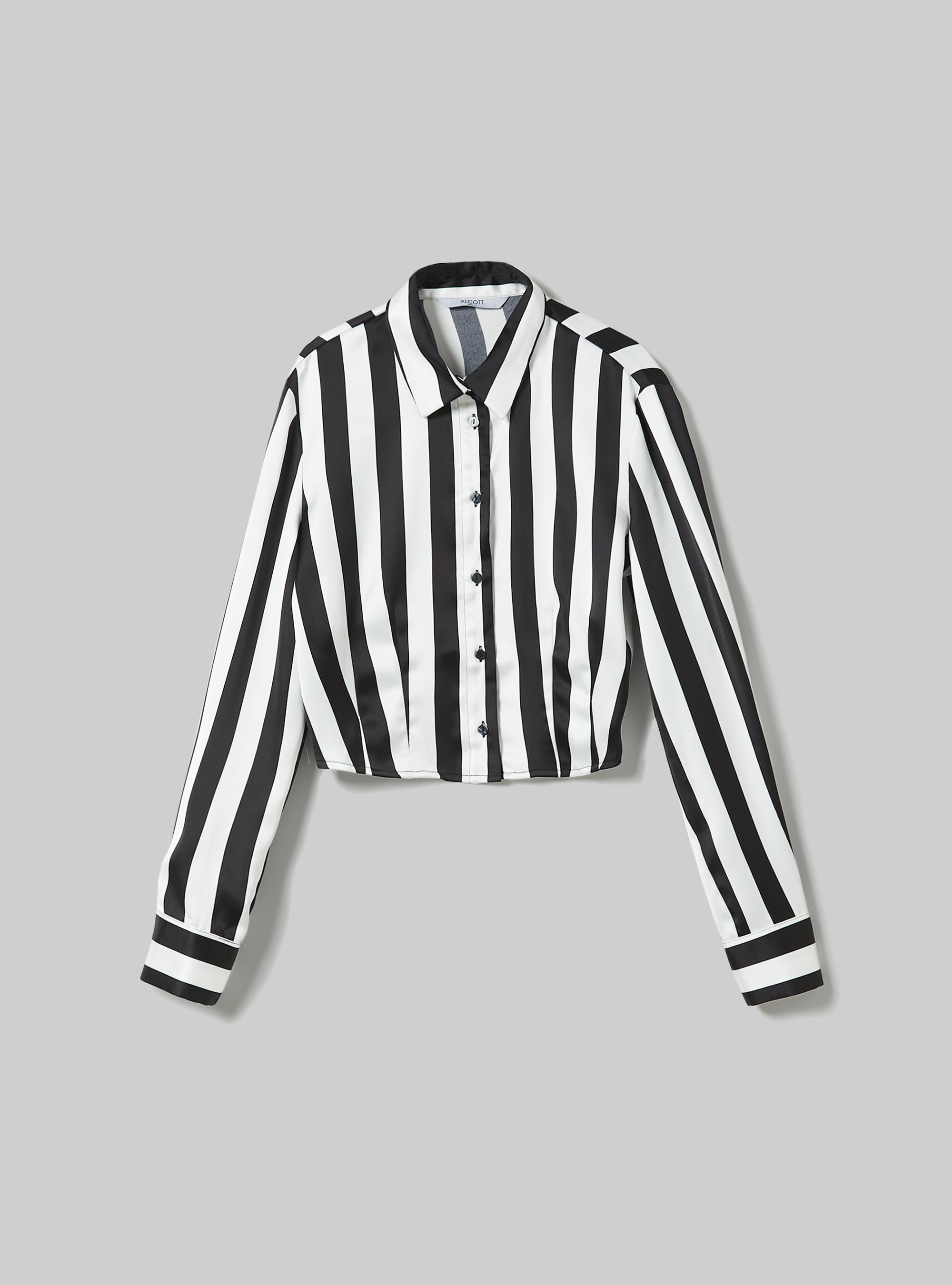 Camicia satin a righe con pince, MULTICOLORE