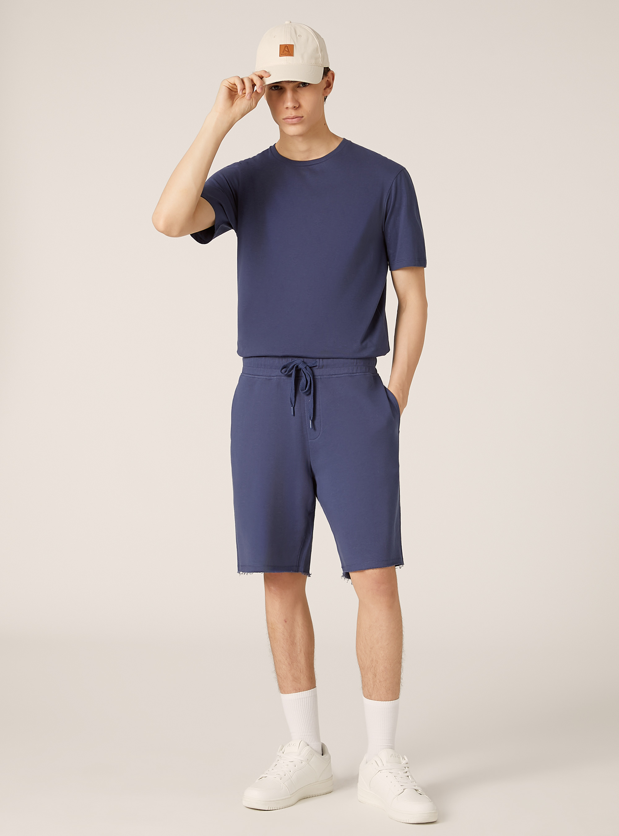 Bermuda jogger in cotone, BL3 BLUE LIGHT