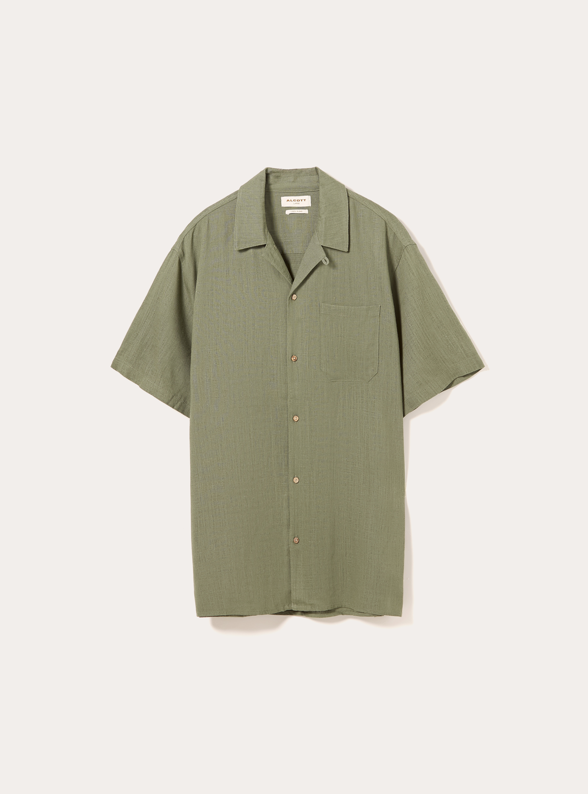 Linen blend shirt with bowling collar, KY2 KAKY MEDIUM