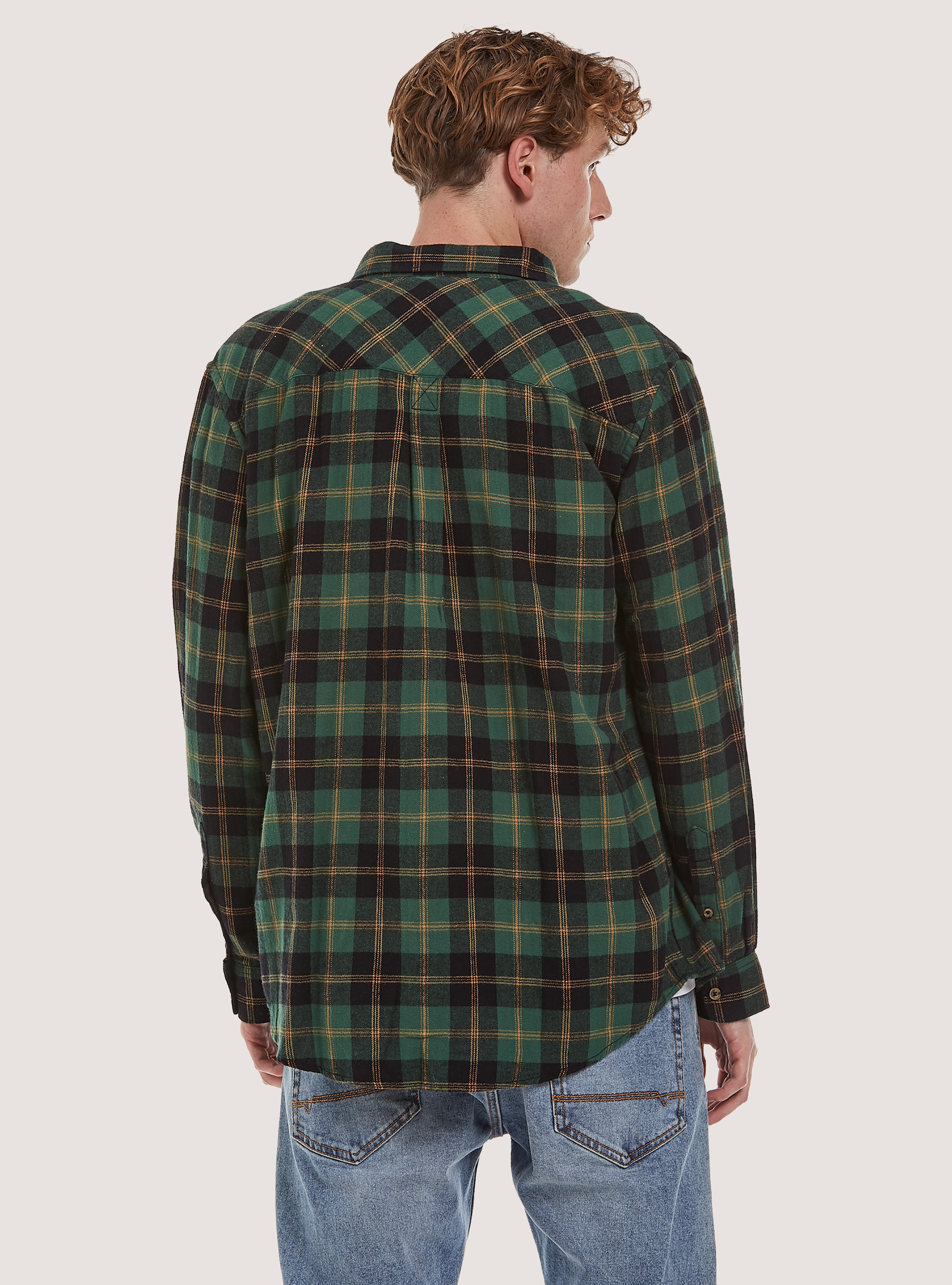 Checked Flannel Shirt, GN2 GREEN MEDIUM