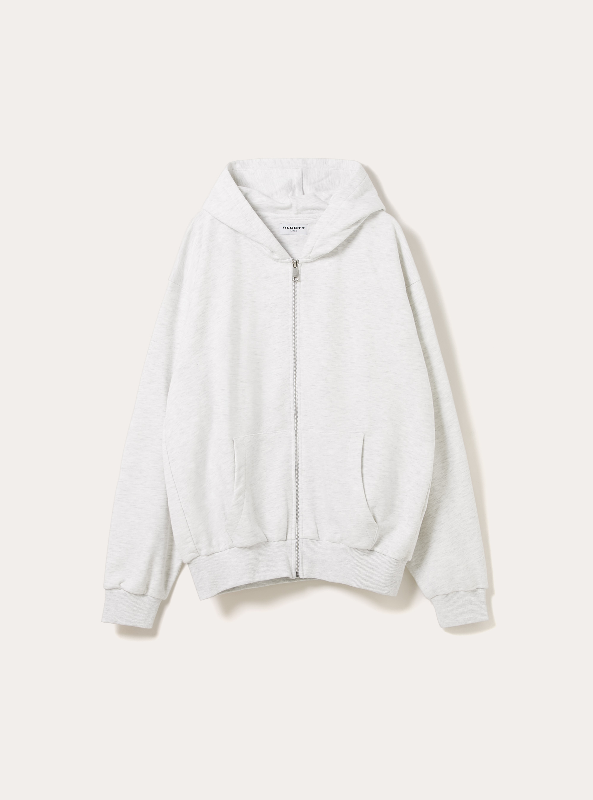 Boxy fit zip-up hoodie, MGY3 GREY MEL LIGHT