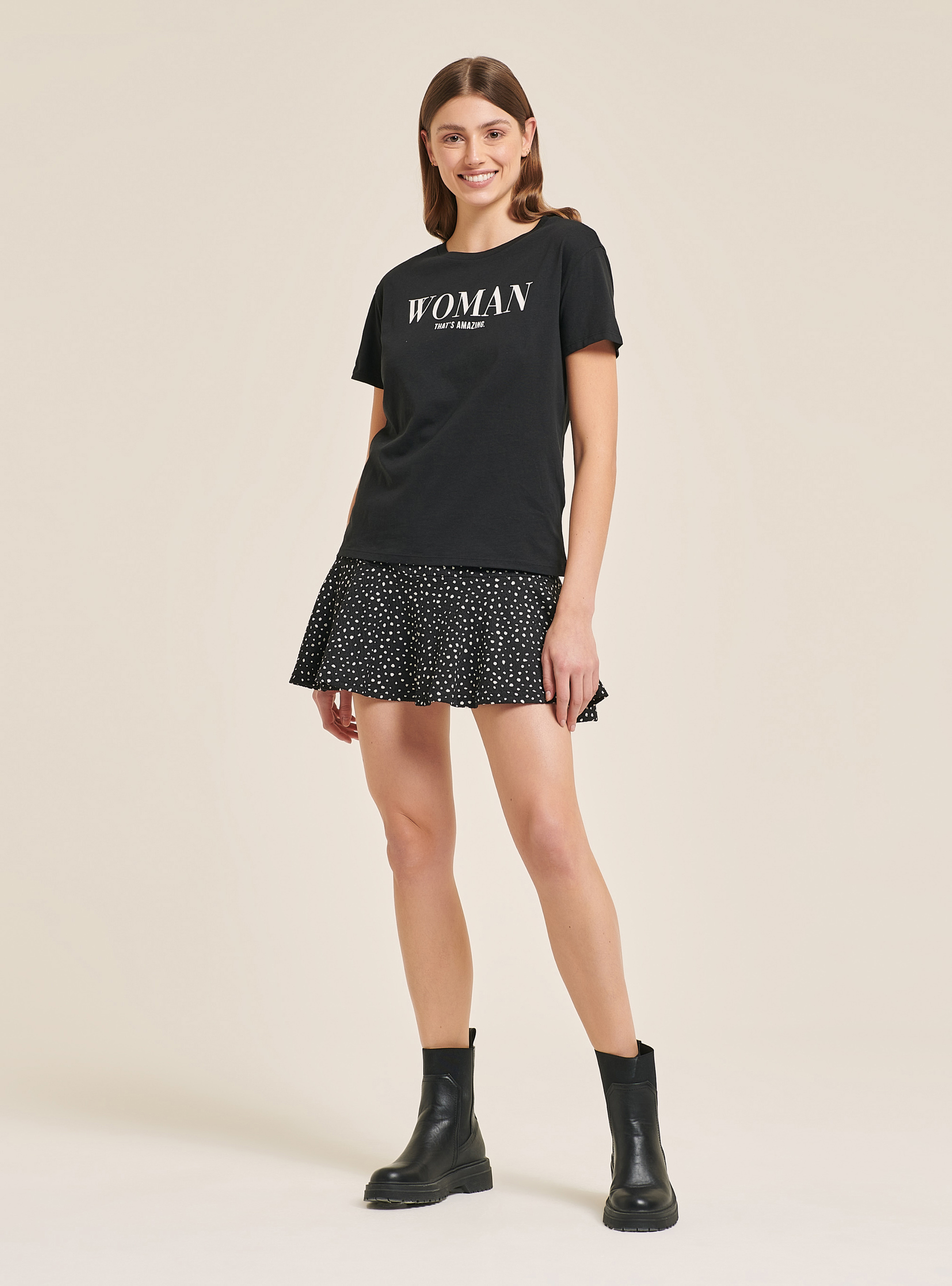 T-shirt avec imprim&eacute; sur le devant, C101 BLACK