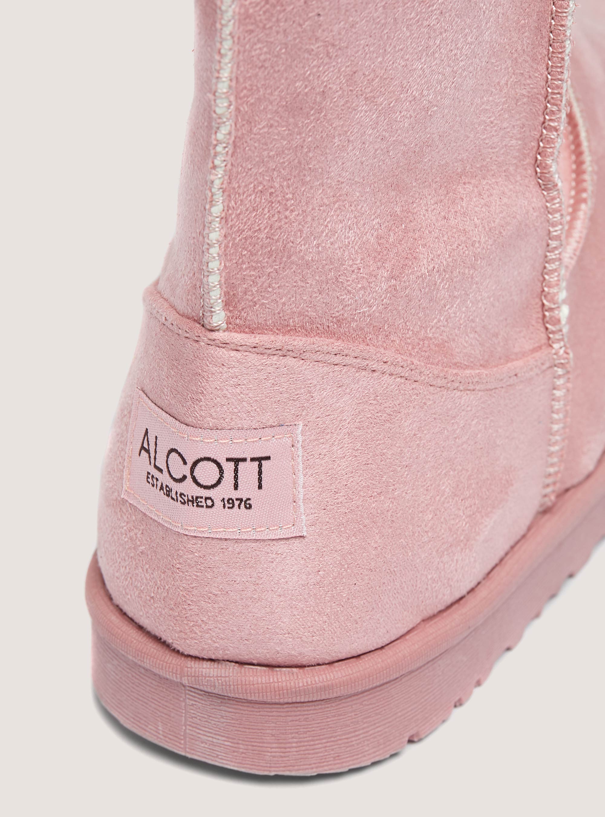 Suede ankle boots with faux fur inside, C051 PINK