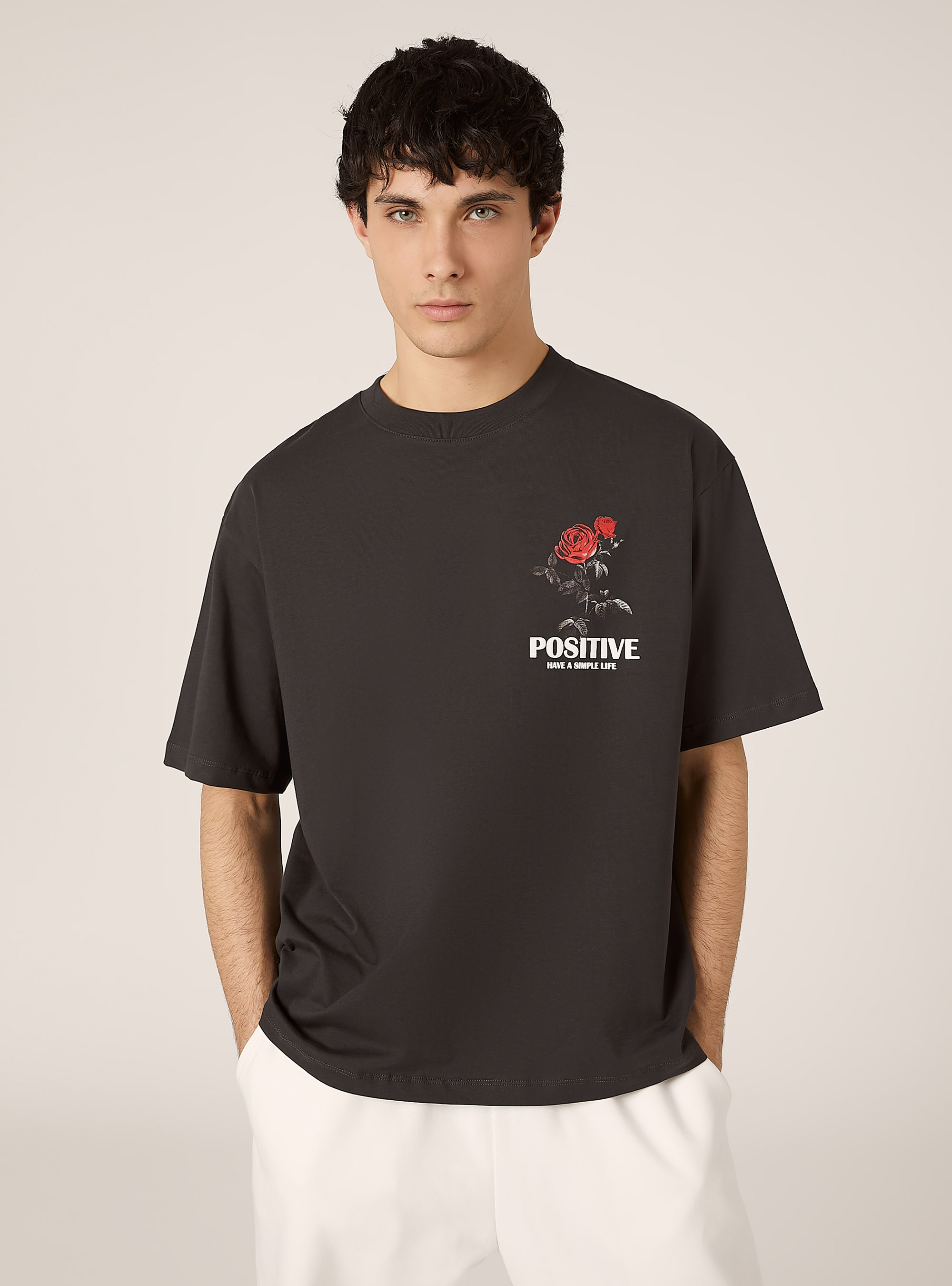 Boxy fit t-shirt with POP STATEMENT print, GY1 GREY DARK