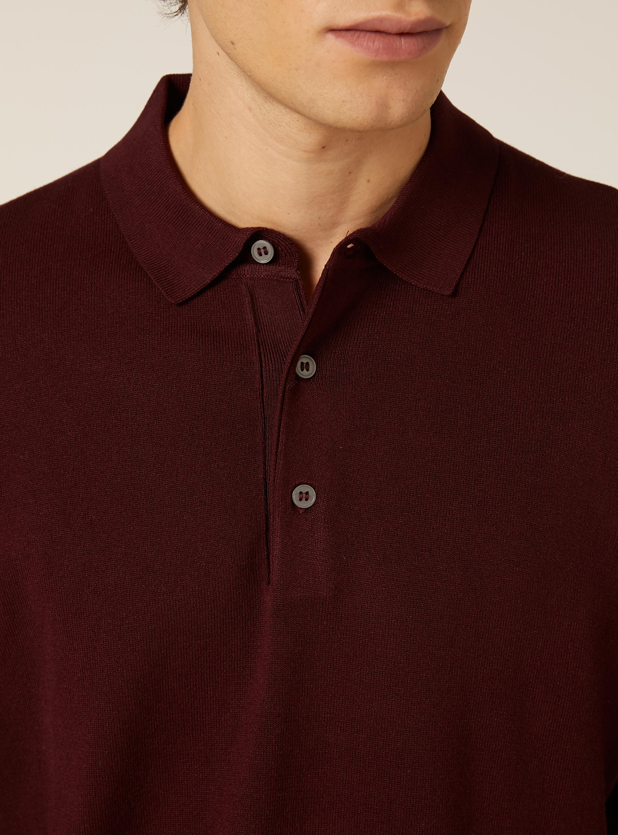 Polo de punto de manga larga, BO1 BORDEAUX DARK