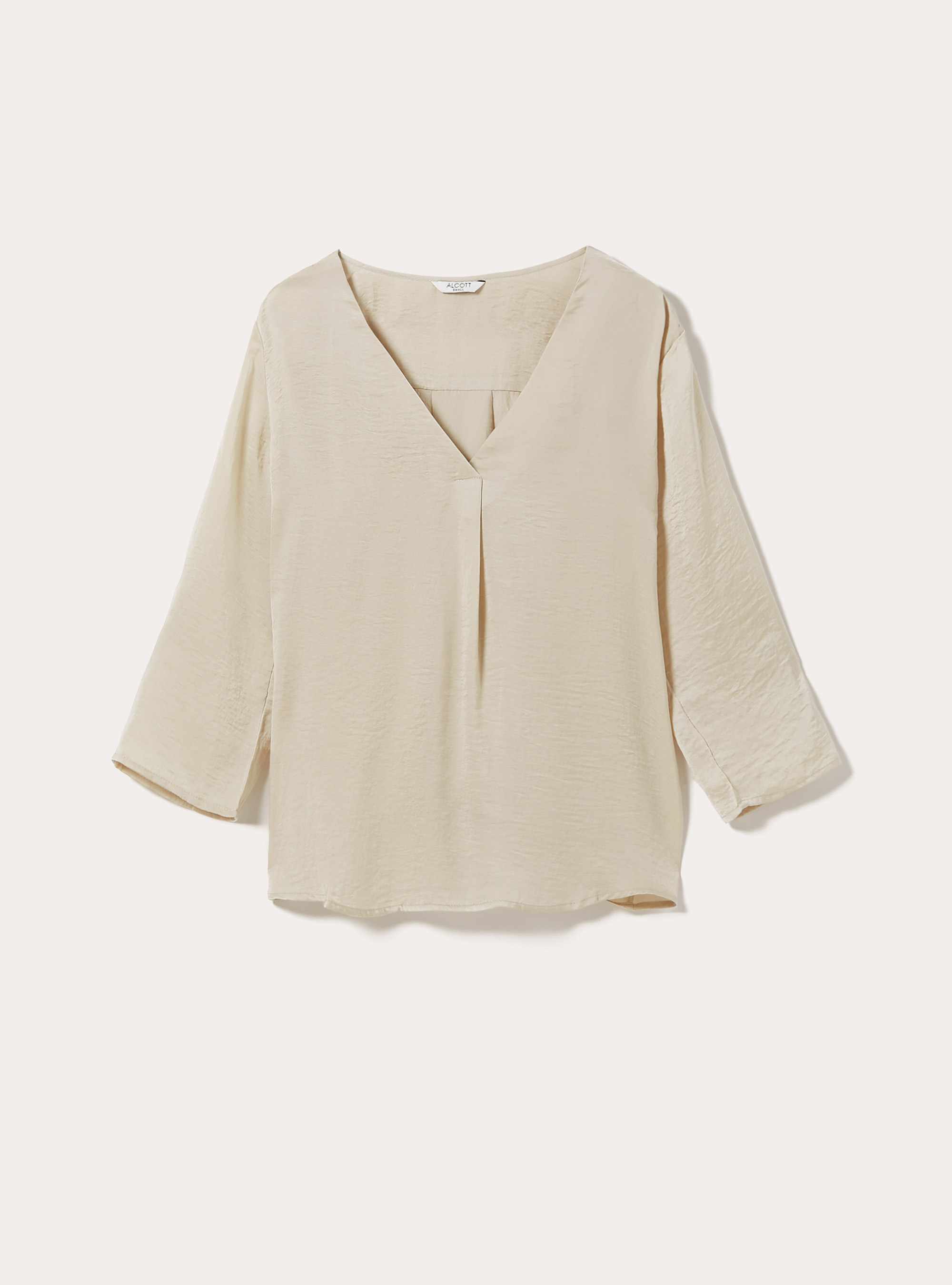 Blusa de color liso con escote, BG3 BEIGE LIGHT