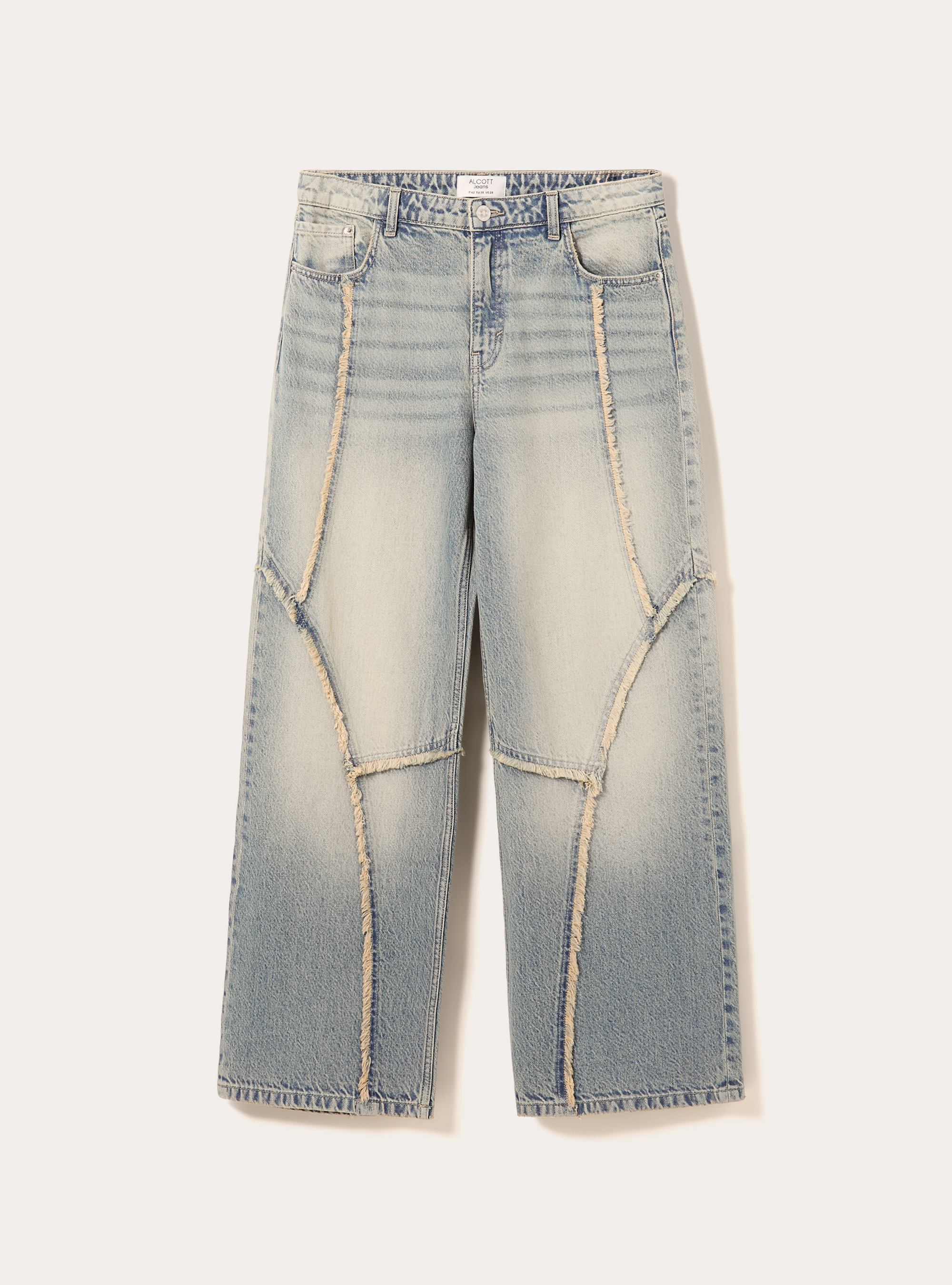 Jeans baggy con frange, D005 LIGHT BLUE