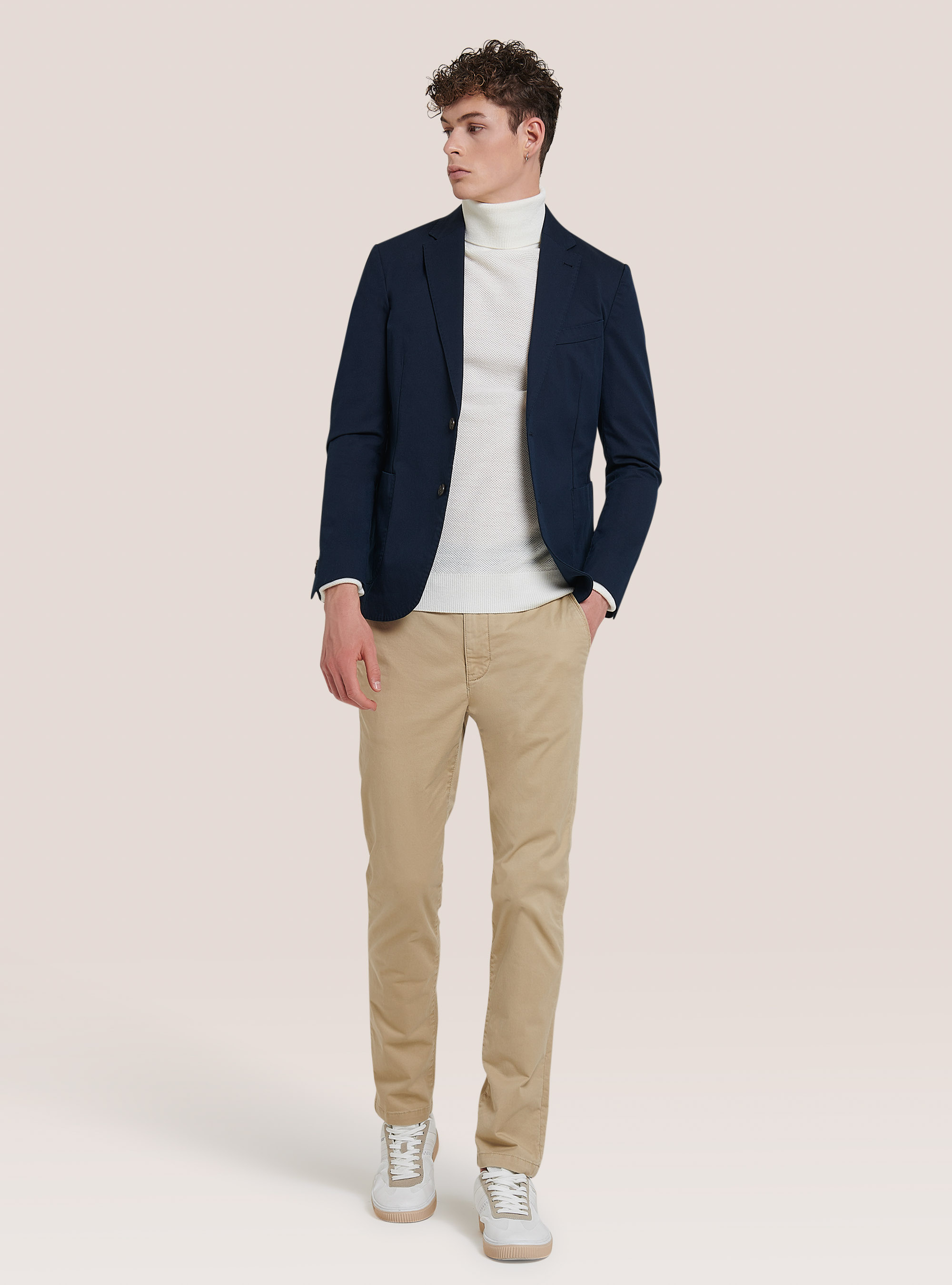 Cotton blend jacket with patch pocket, C2189 NAVY