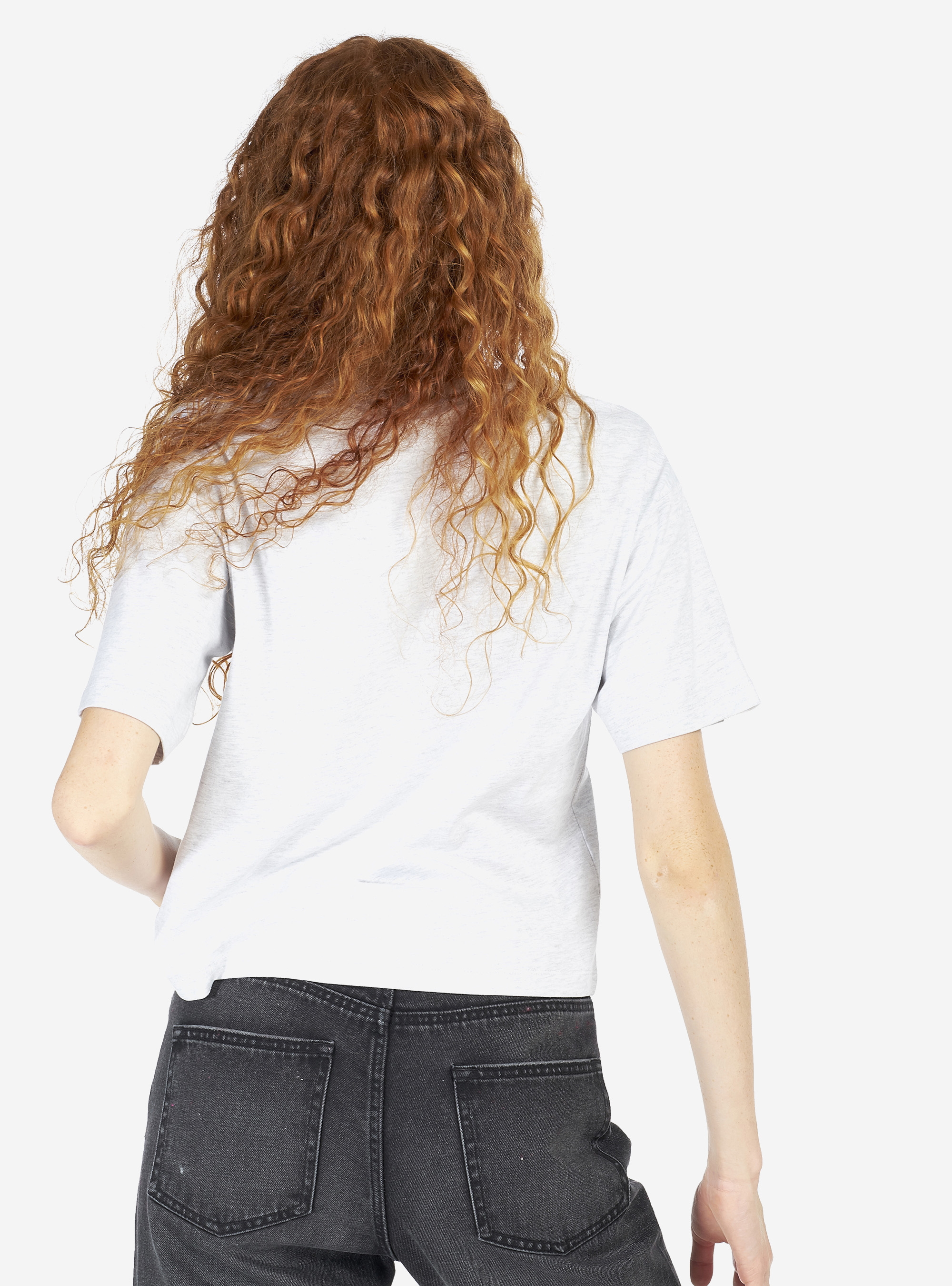 CROPPED SHIRT WITH WRITING, WHITE MELANGE
