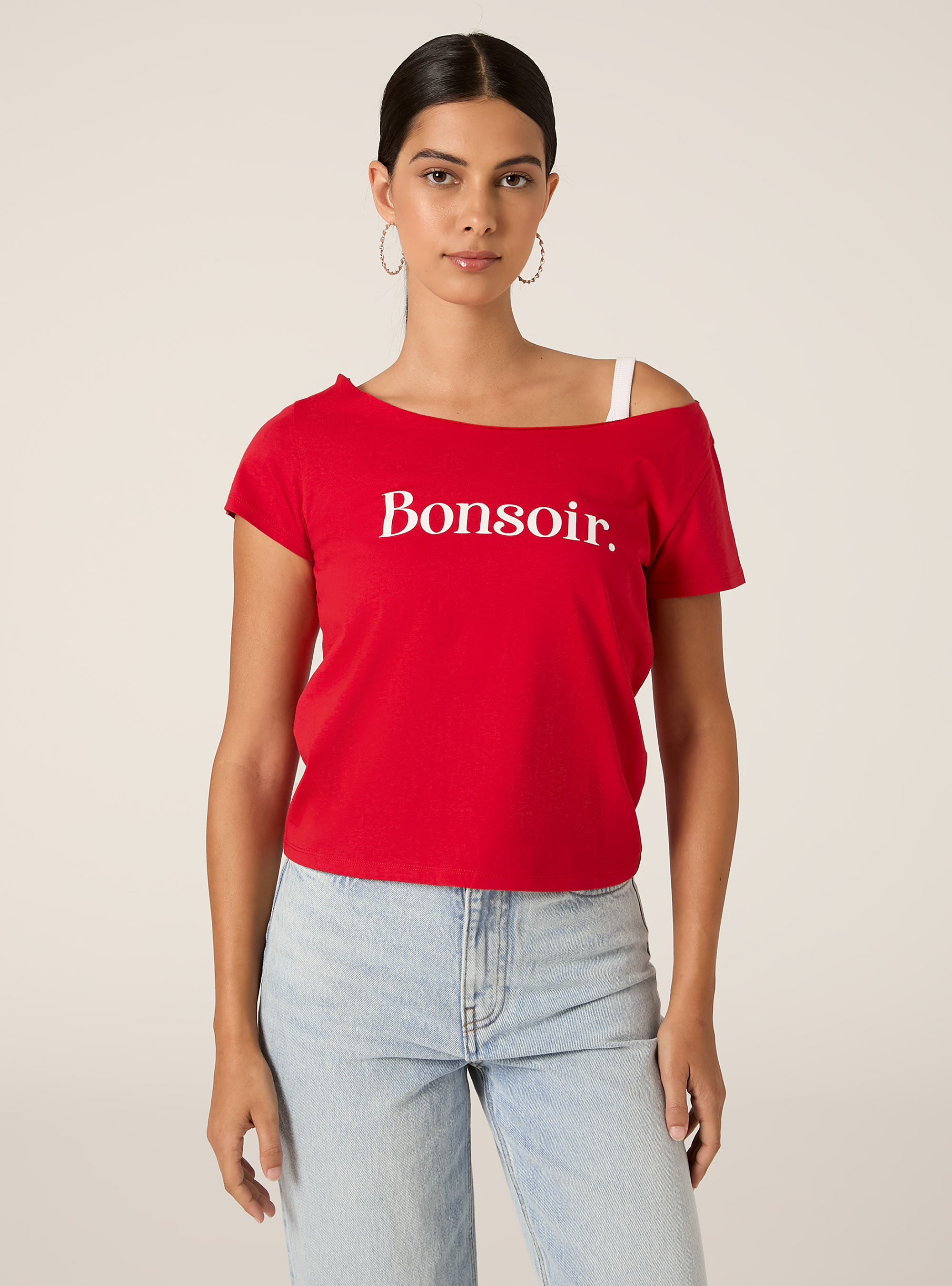 Boat neck T-shirt, RD2 RED MEDIUM