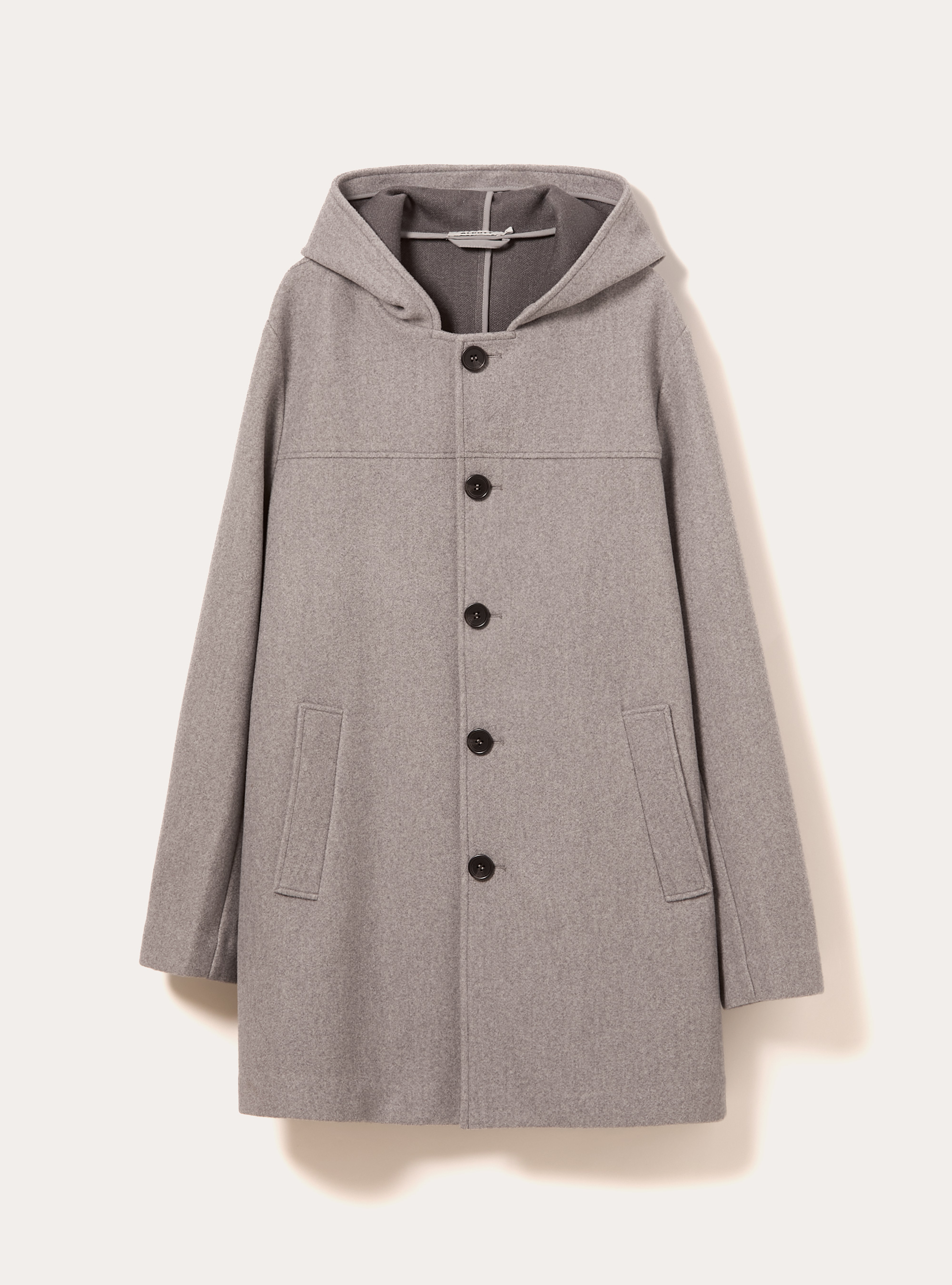 Unlined coat with hood, MGY3 GREY MEL LIGHT