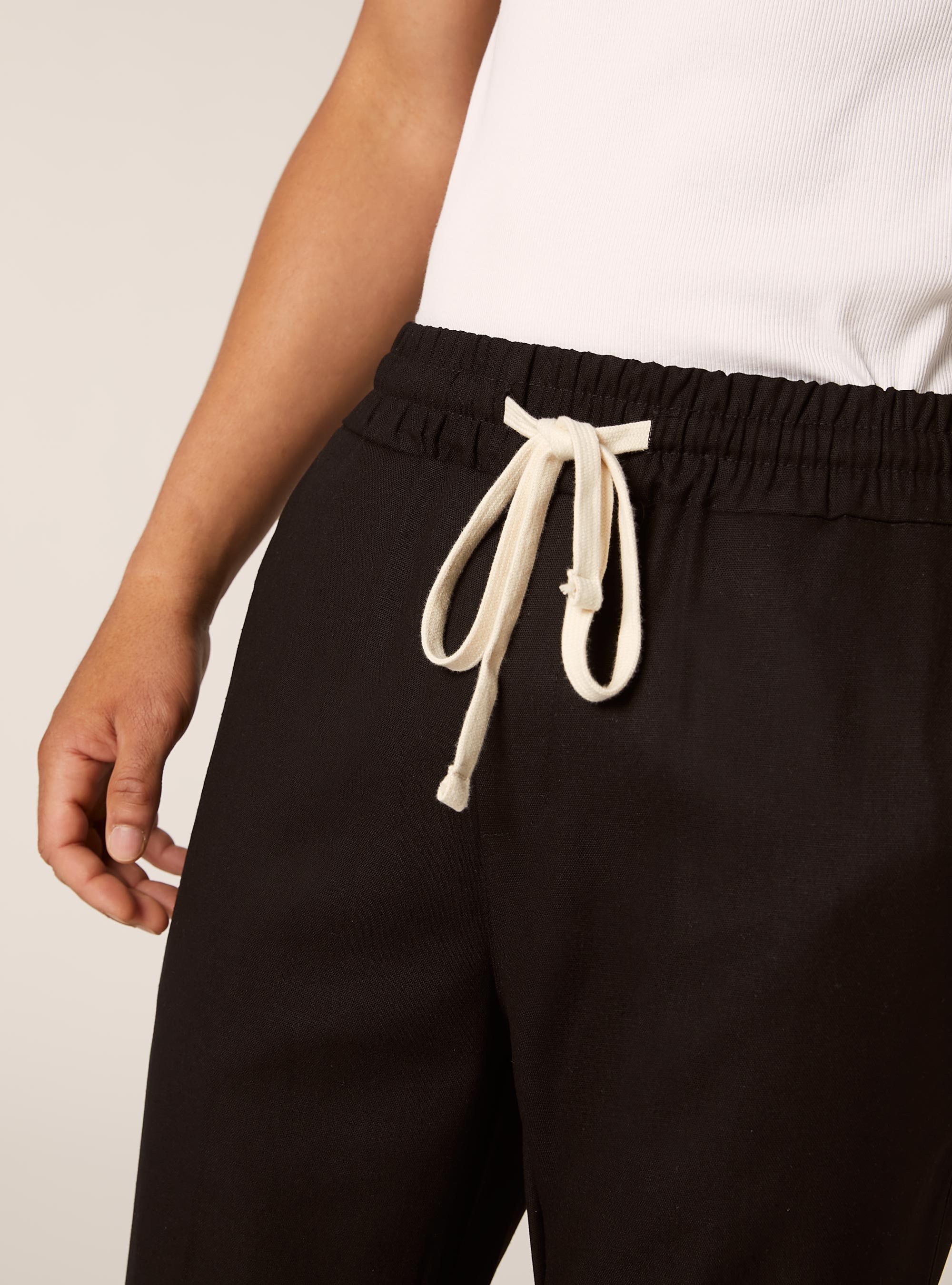 Linen blend jogger trousers, BK1 BLACK