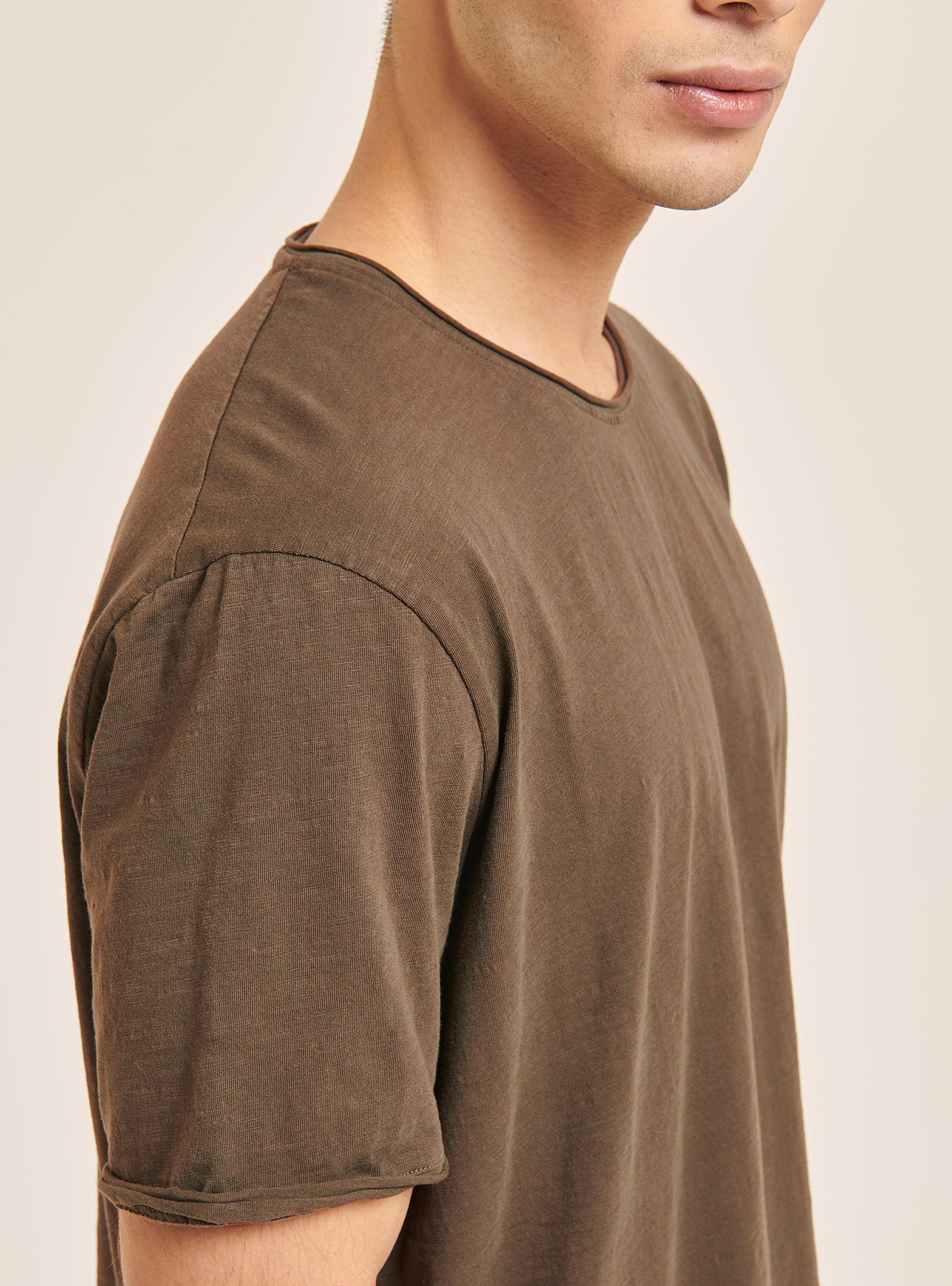 T-shirt en coton uni de base, C5619 BROWN