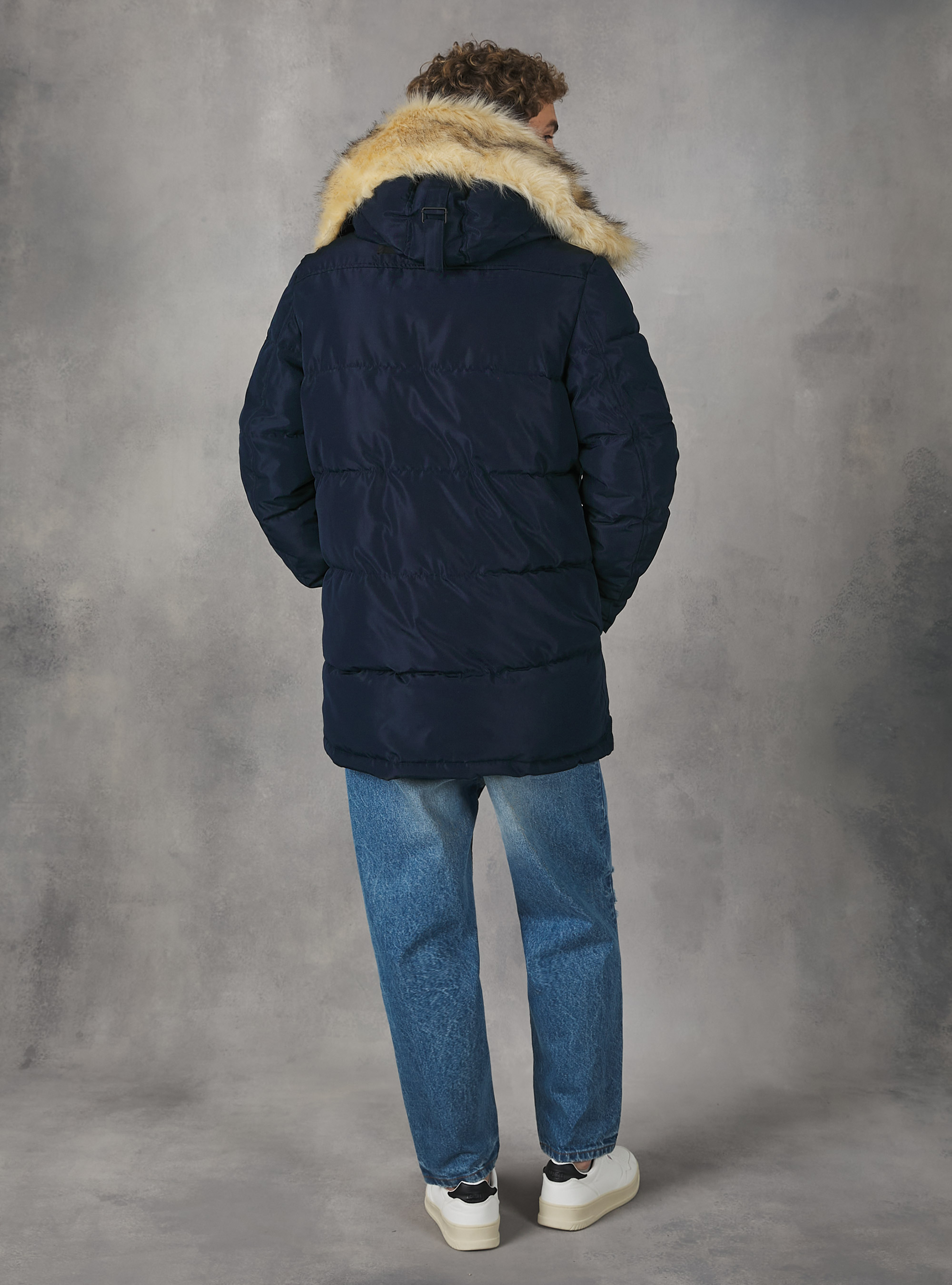 Long jacket with recycled padding, NA1 NAVY DARK