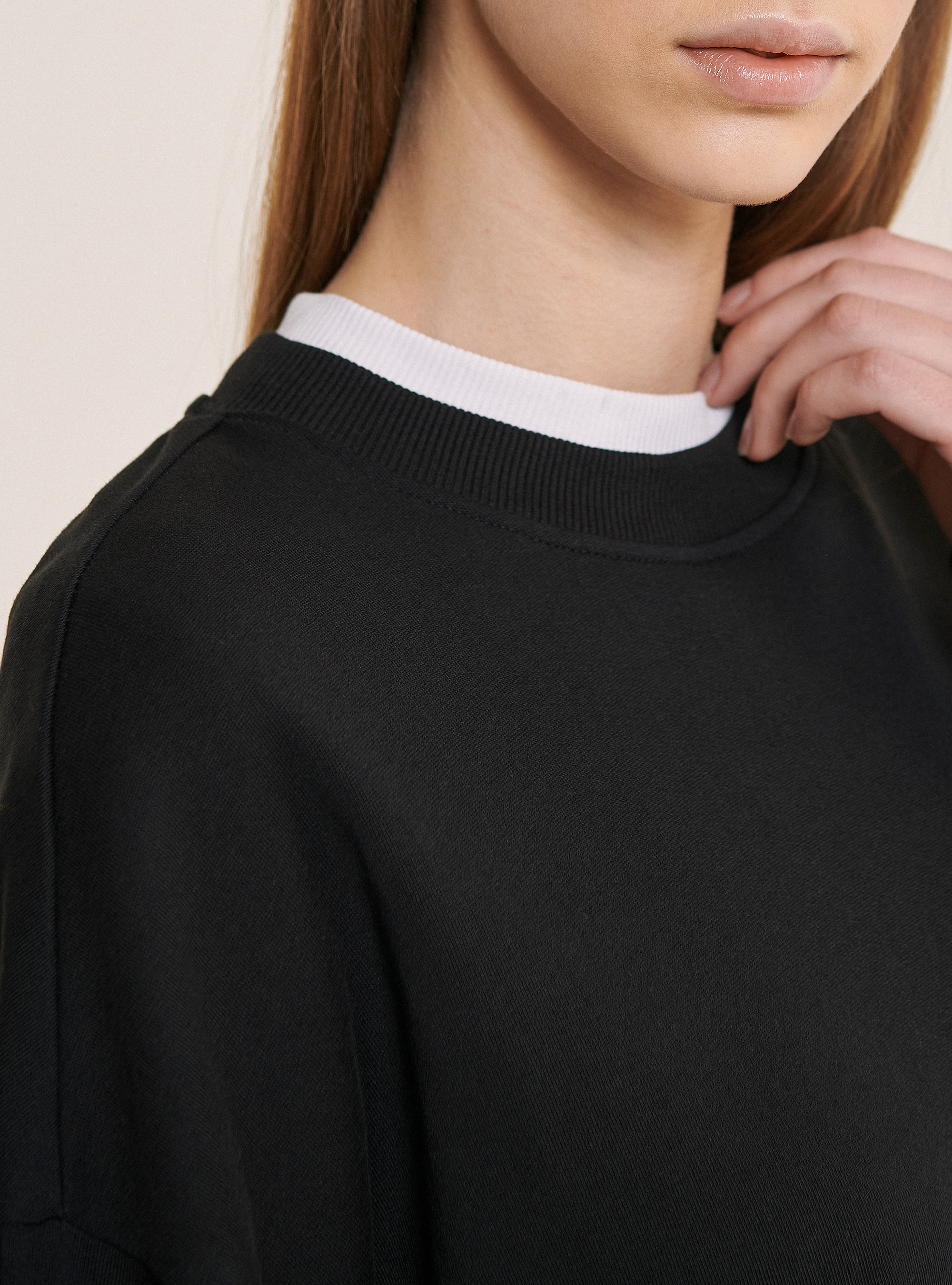 Felpa oversize in 100% cotone, NERO