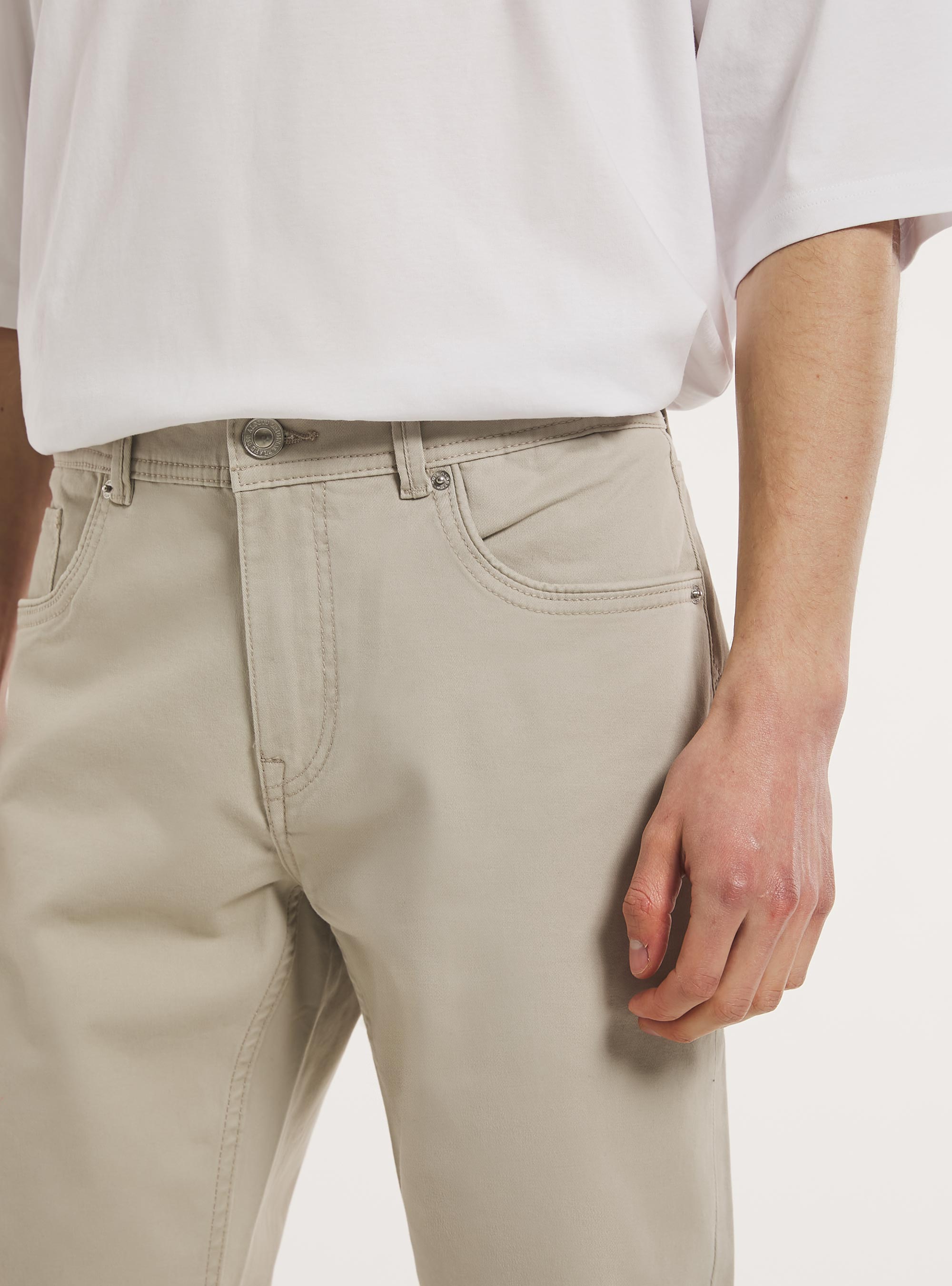 Pantaloni skinny fit in cotone, BG3 BEIGE LIGHT