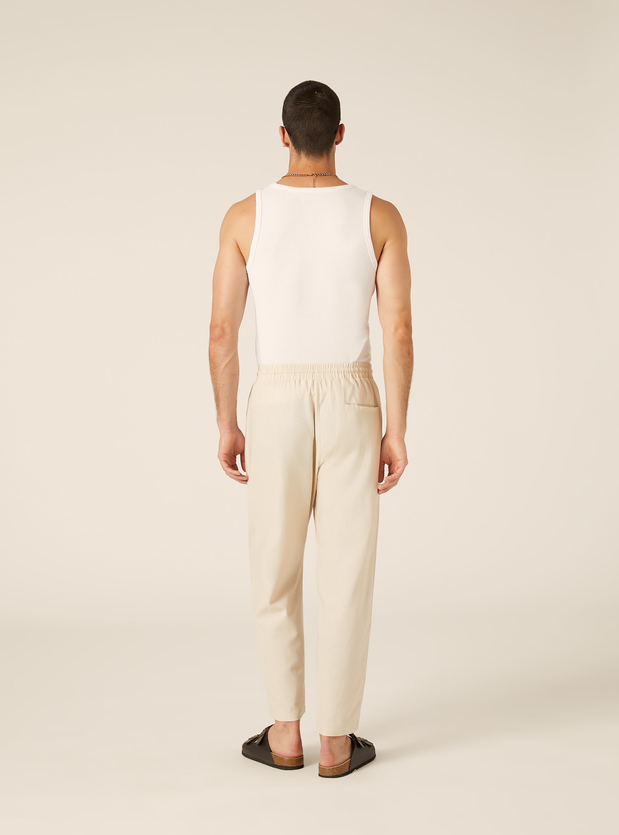 Pantalaccio in misto lino  con coulisse in vita, BG2 BEIGE MEDIUM