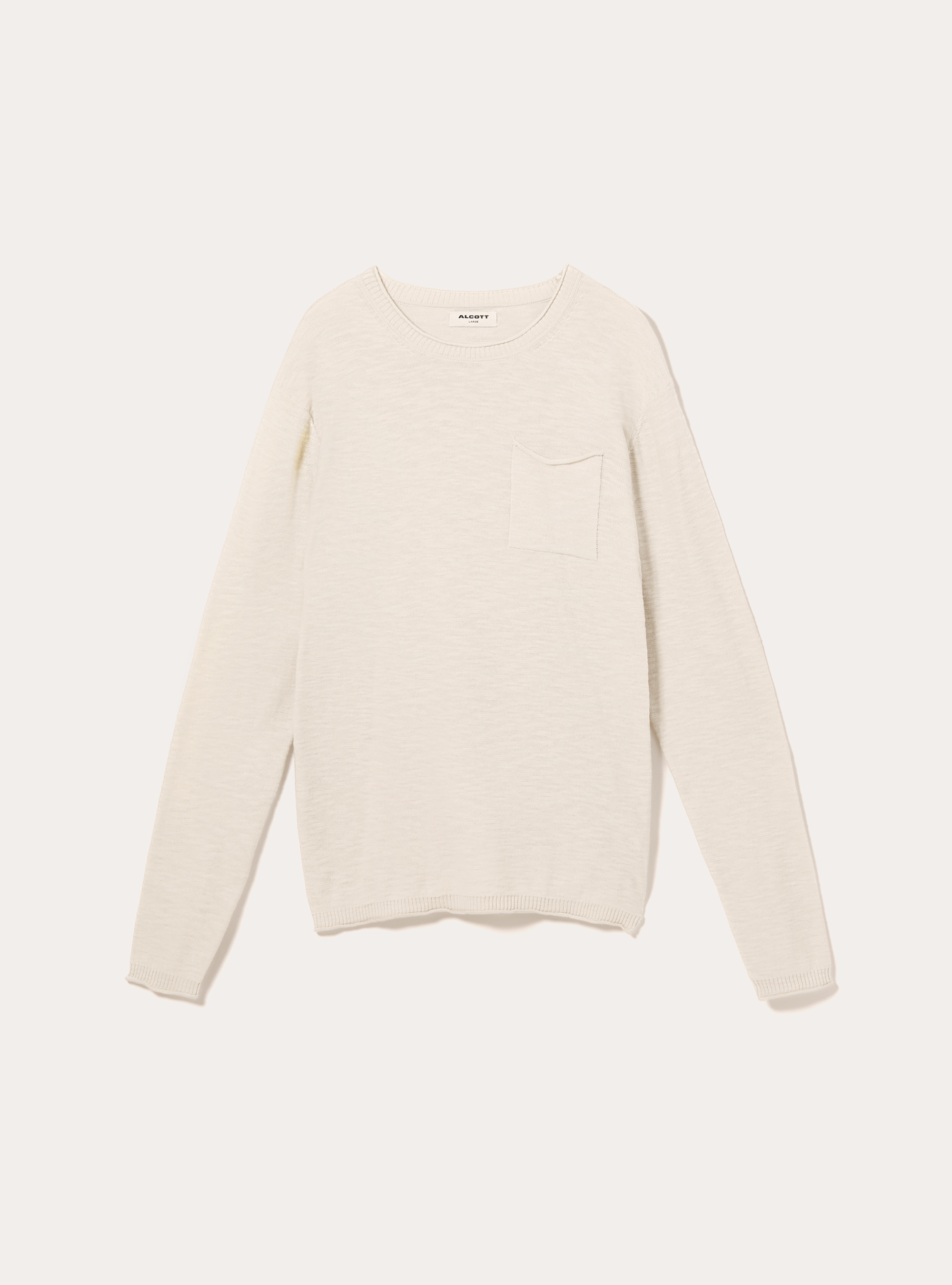 Leichter Baumwoll-Slub-Pullover, SA3 SAND LIGHT