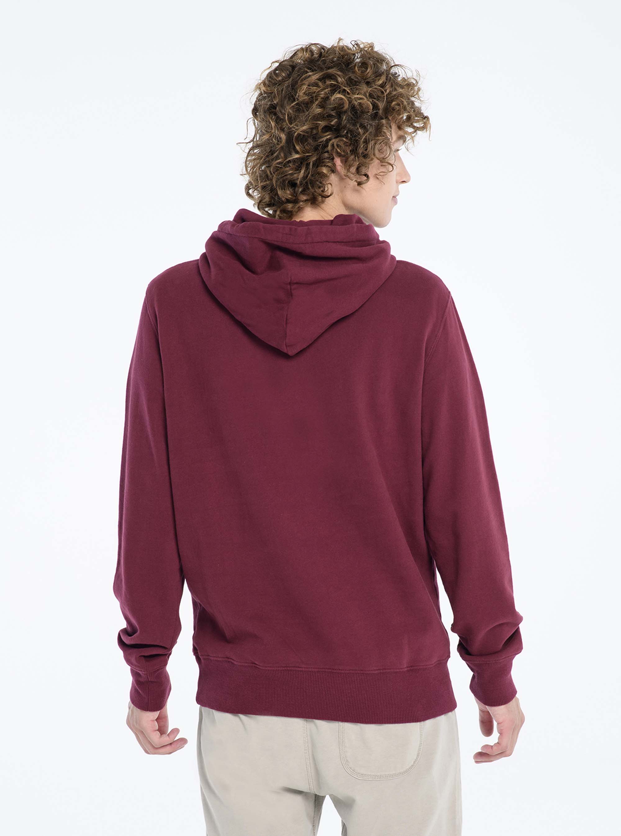 Plain-coloured hooded sweatshirt, BORDEAUX