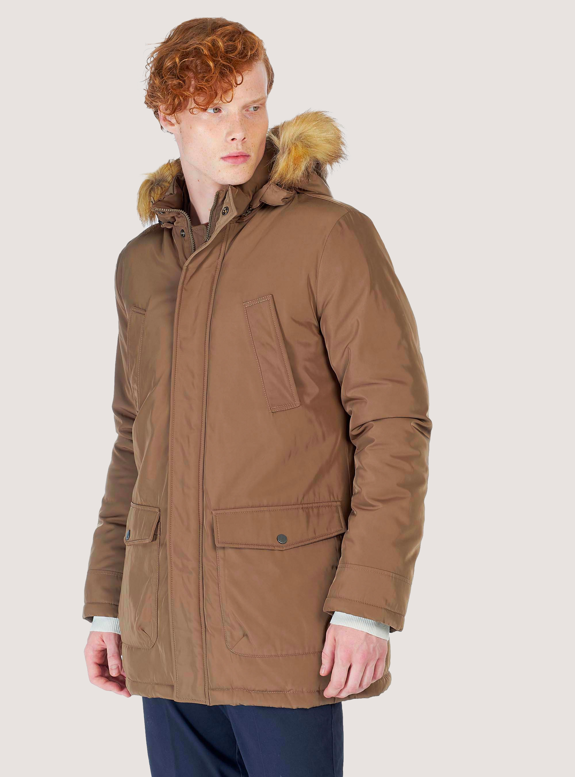 Blouson avec fourrure amovible, C5557 BEIGE