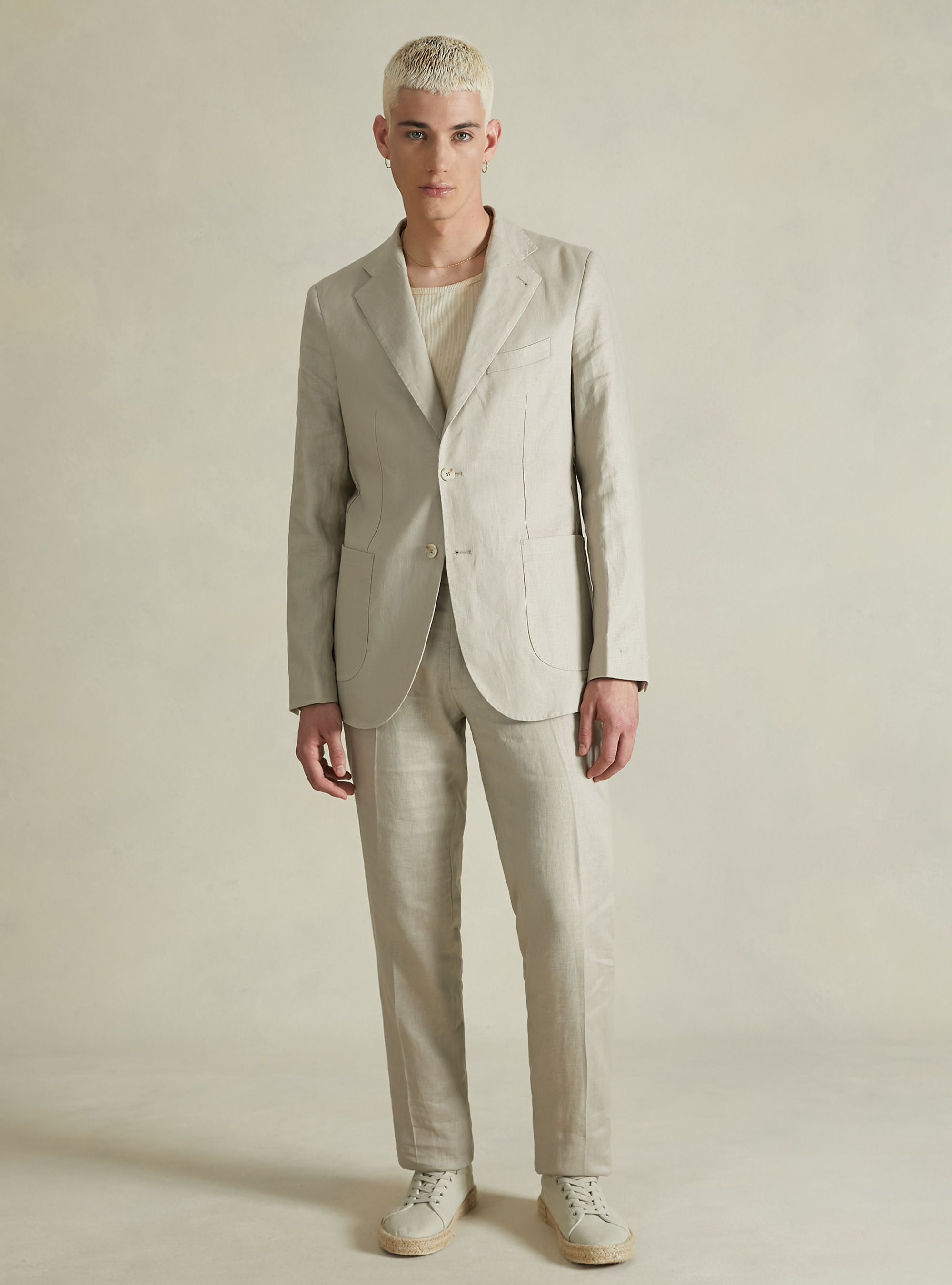 Pantaloni in puro lino, BG3 BEIGE LIGHT