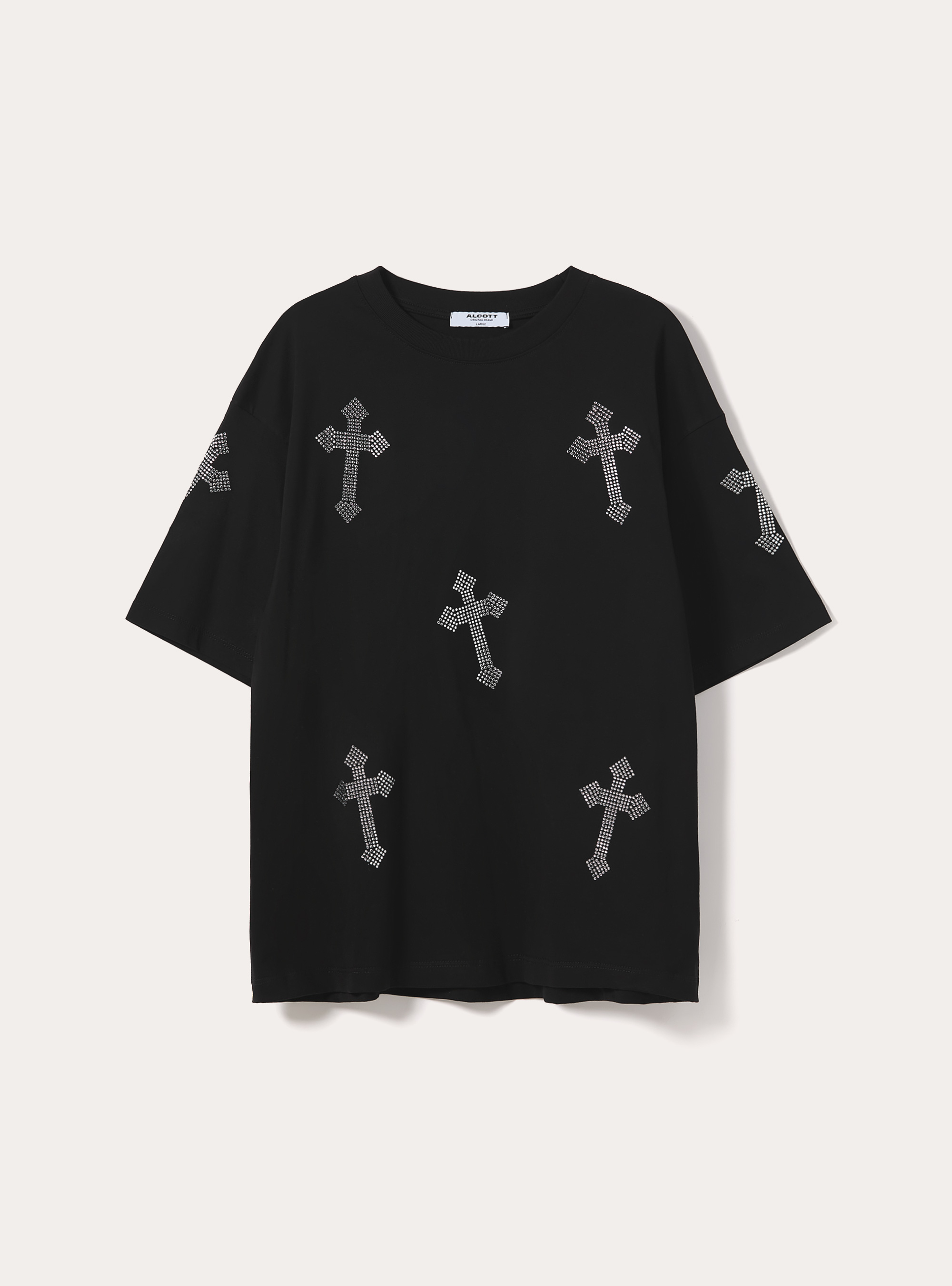 Maglietta boxy fit con strass, BK1 BLACK