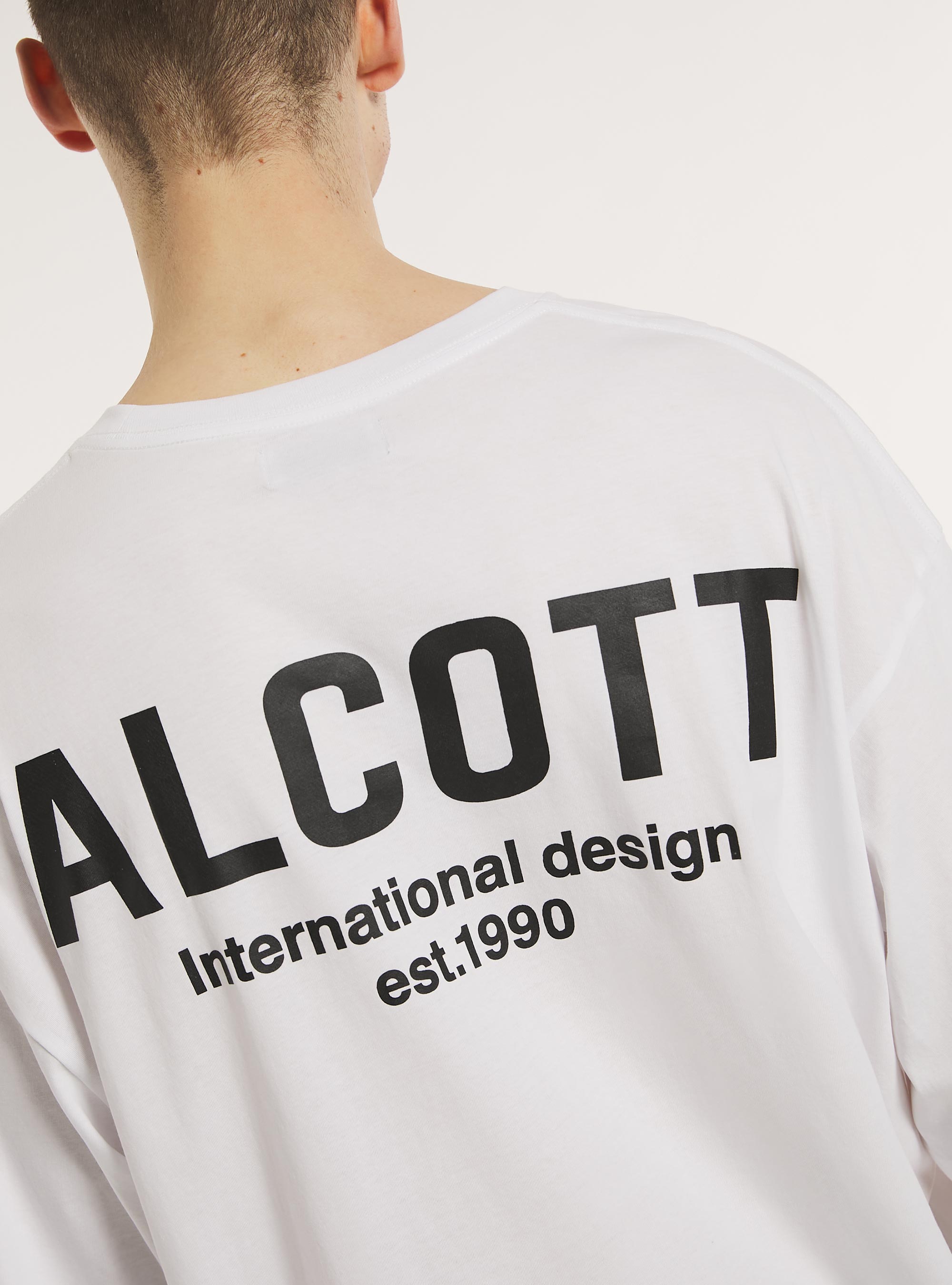 T-shirt en coton &agrave; la coupe large, WH3 WHITE