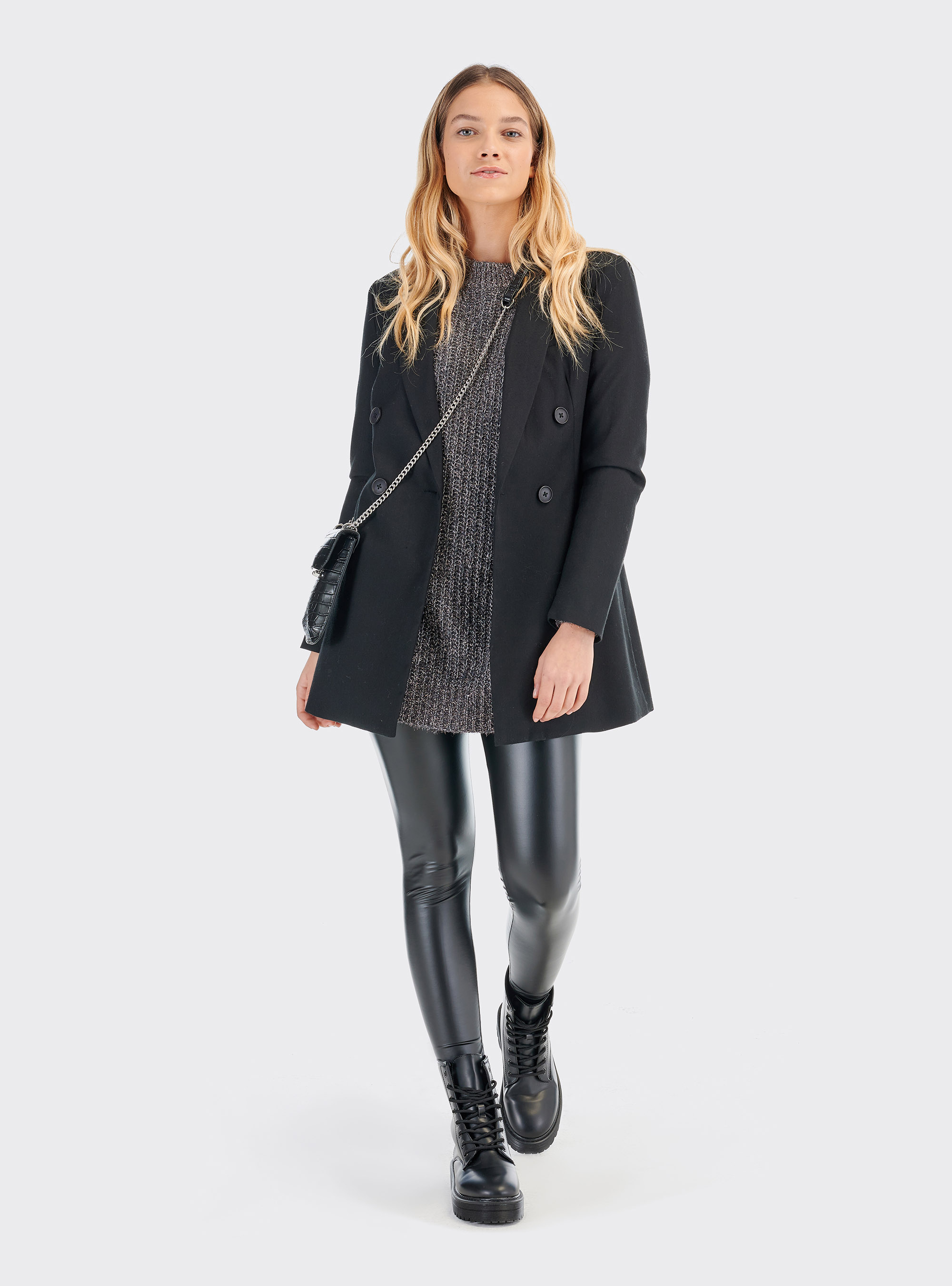 Pullover con filo lurex comfort fit, GRIGIO MELANGE