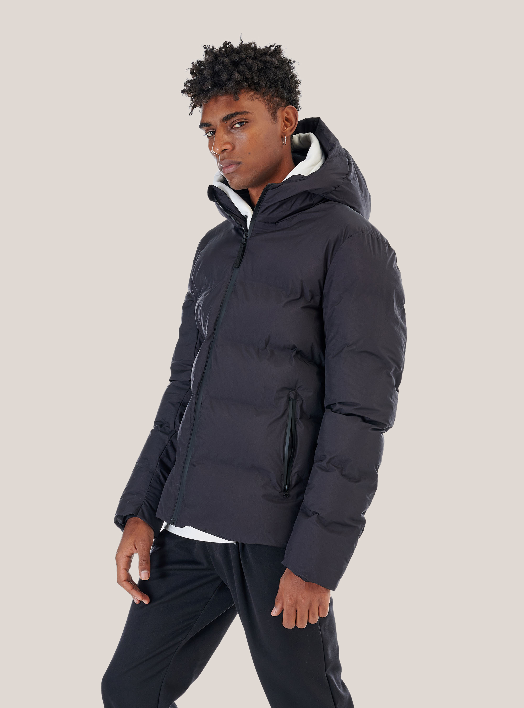 Heat-sealed jacket with hood, C101 BLACK