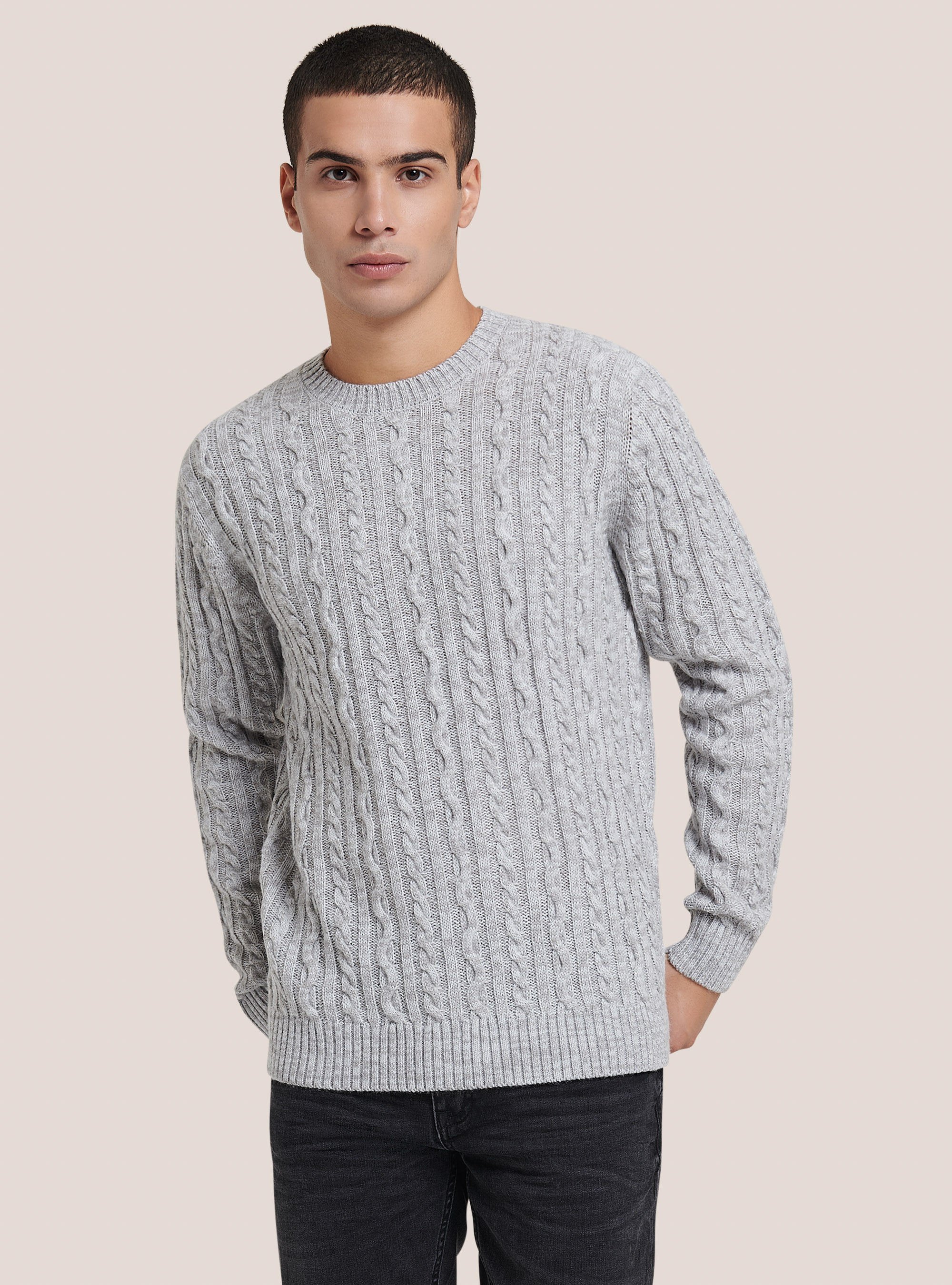 Pullover caldo con trecce, PERLA